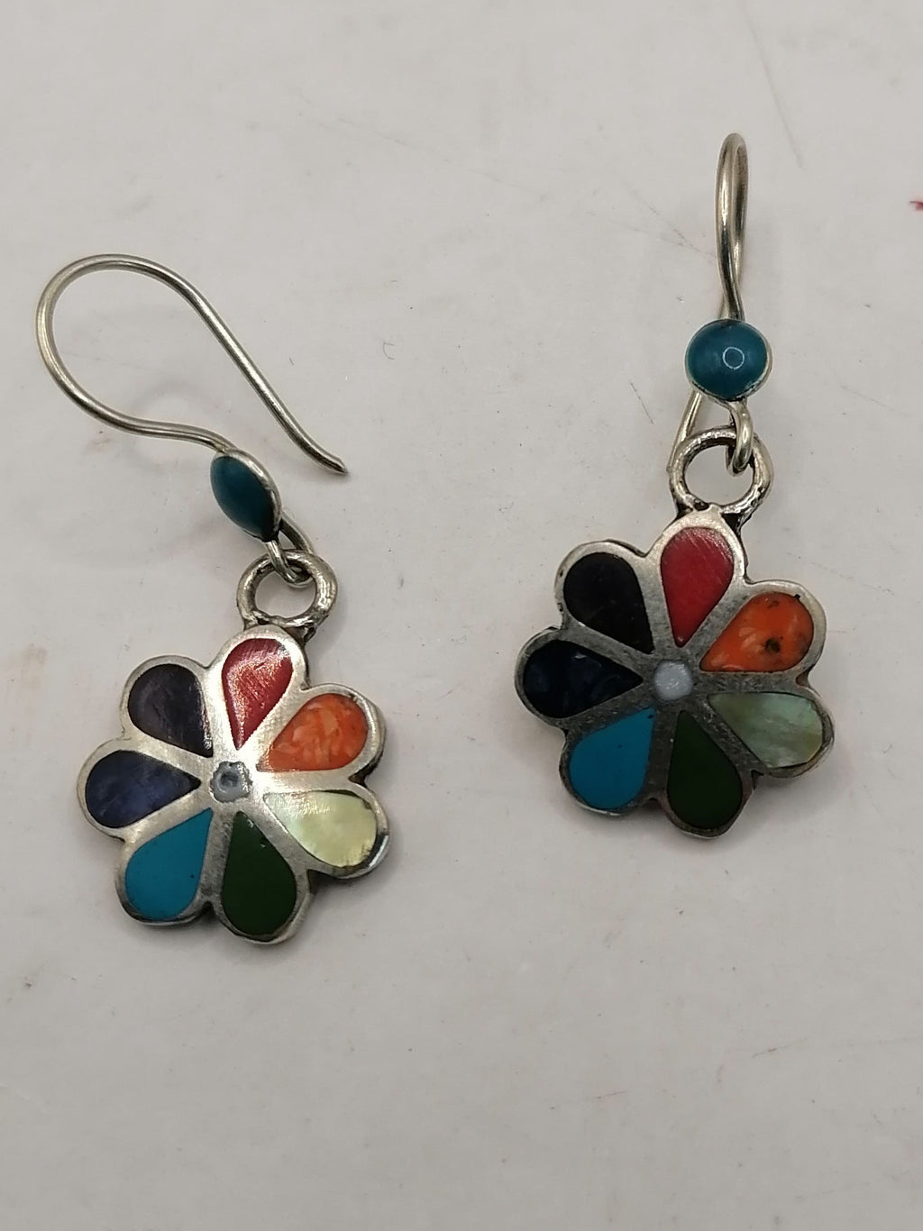 Earrings for Women Alpaca Natural Stone Pachamama Inca Flower Design