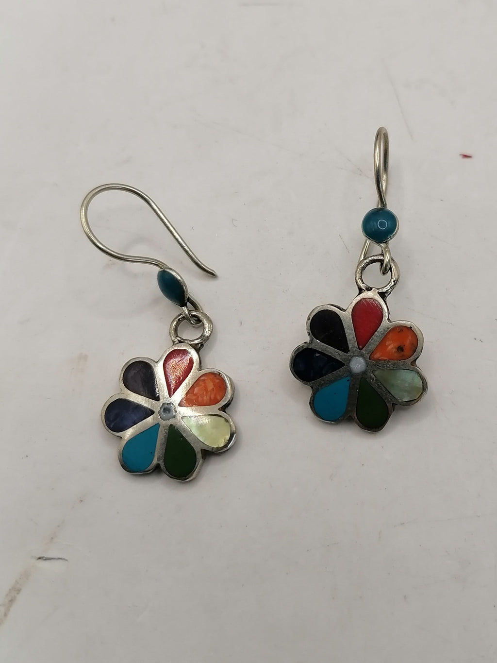 Earrings for Women Alpaca Natural Stone Pachamama Inca Flower Design