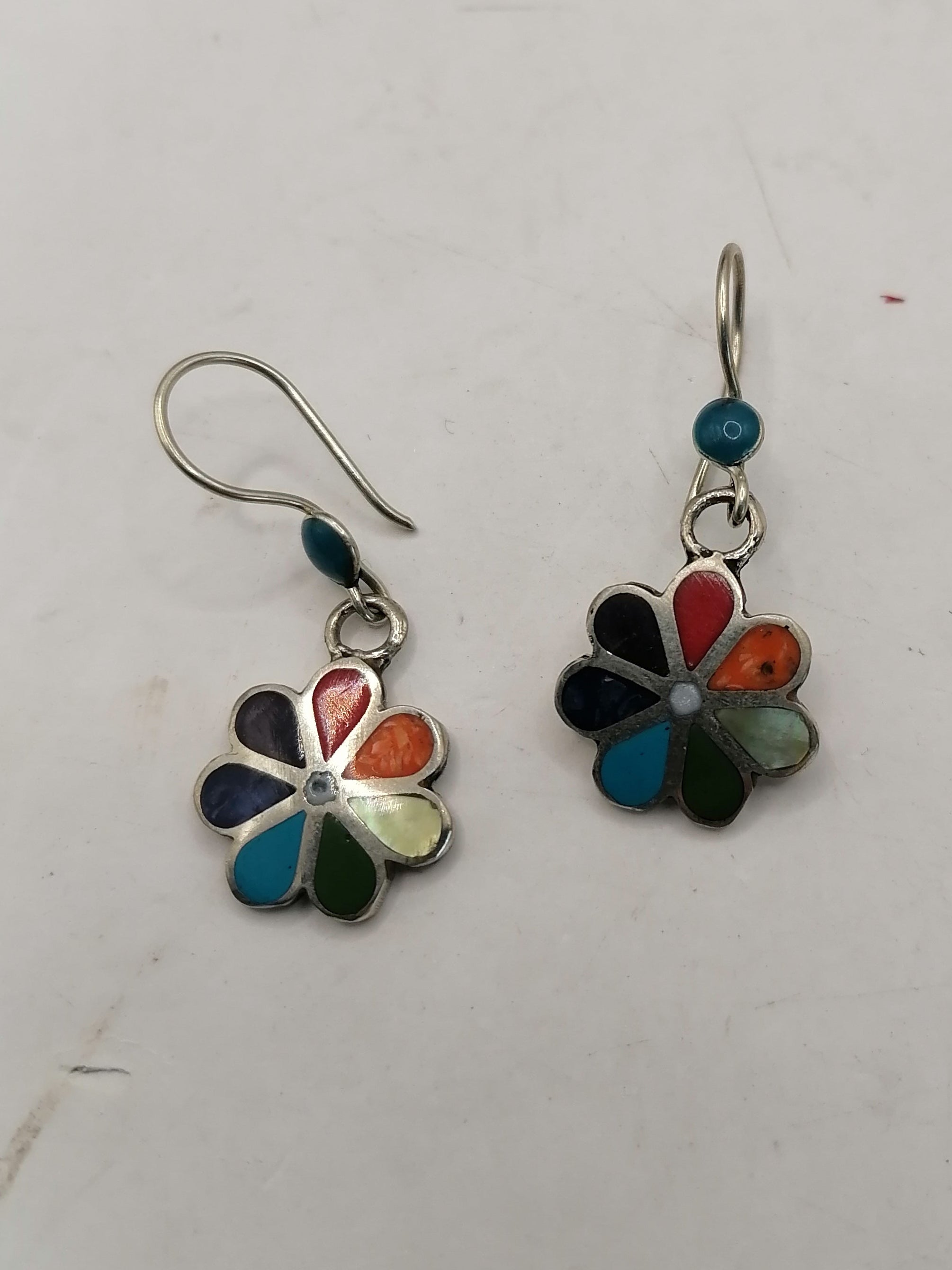 Earrings for Women Alpaca Natural Stone Pachamama Inca Flower Design