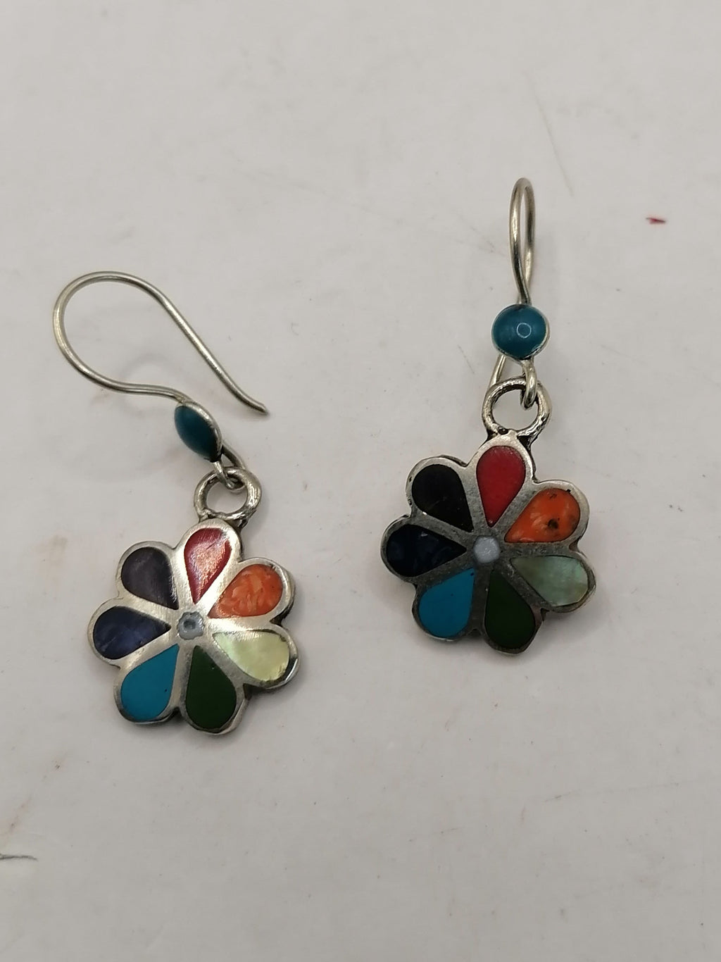 Earrings for Women Alpaca Natural Stone Pachamama Inca Flower Design