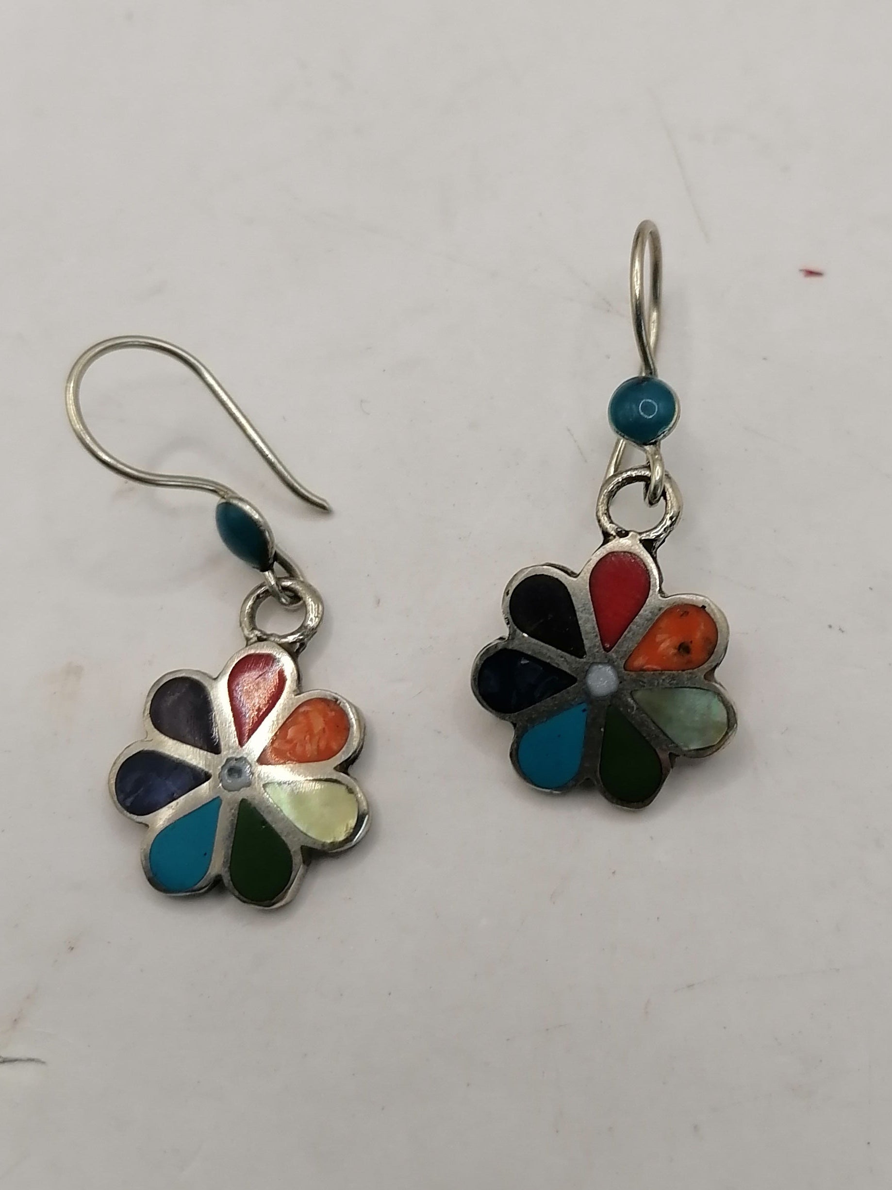 Earrings for Women Alpaca Natural Stone Pachamama Inca Flower Design