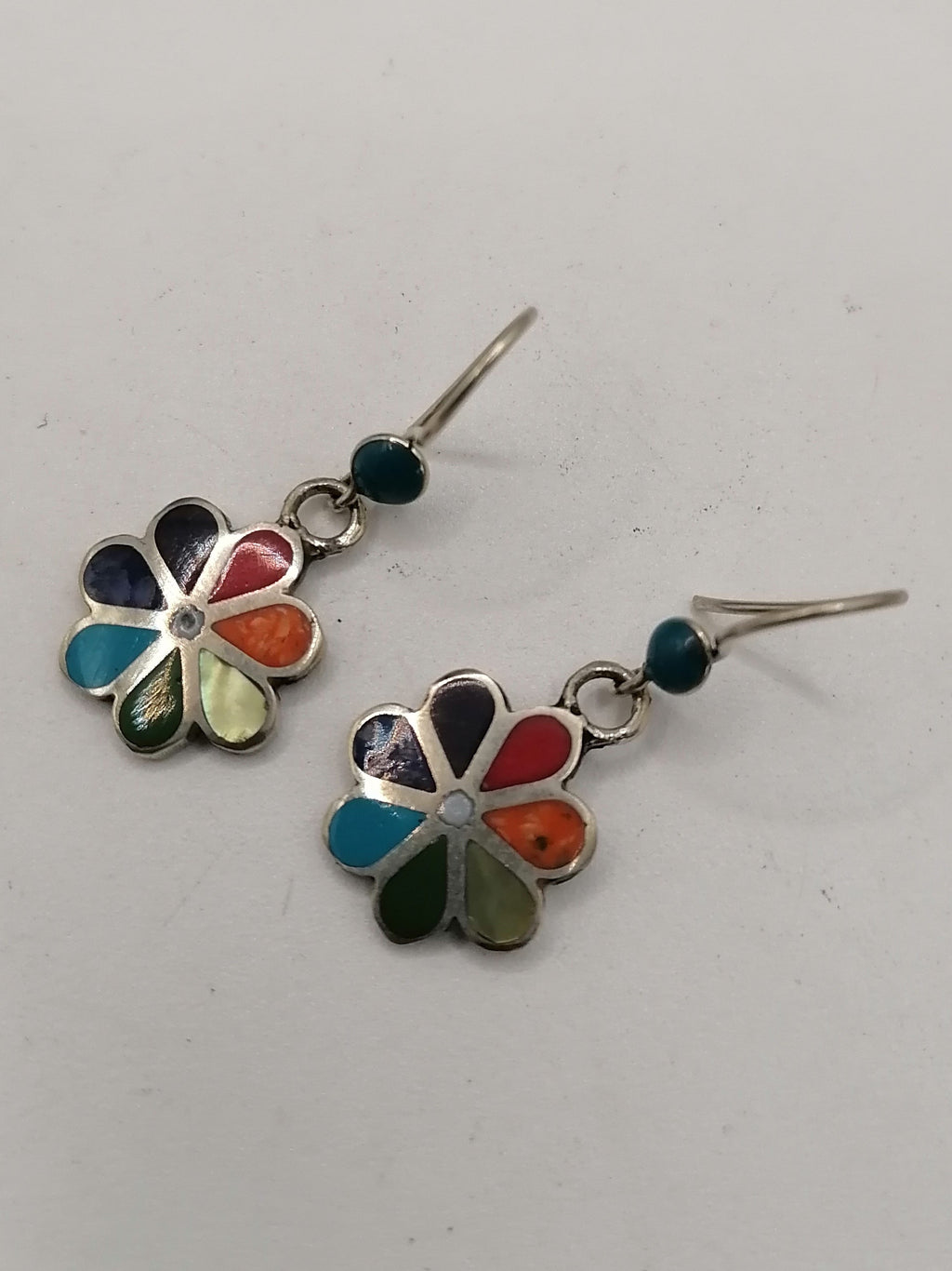 Earrings for Women Alpaca Natural Stone Pachamama Inca Flower Design