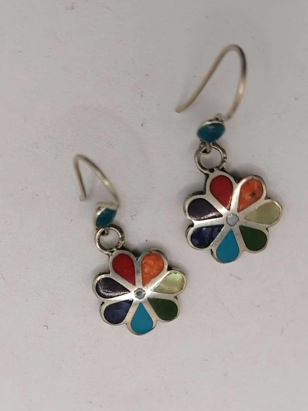 Earrings for Women Alpaca Natural Stone Pachamama Inca Flower Design