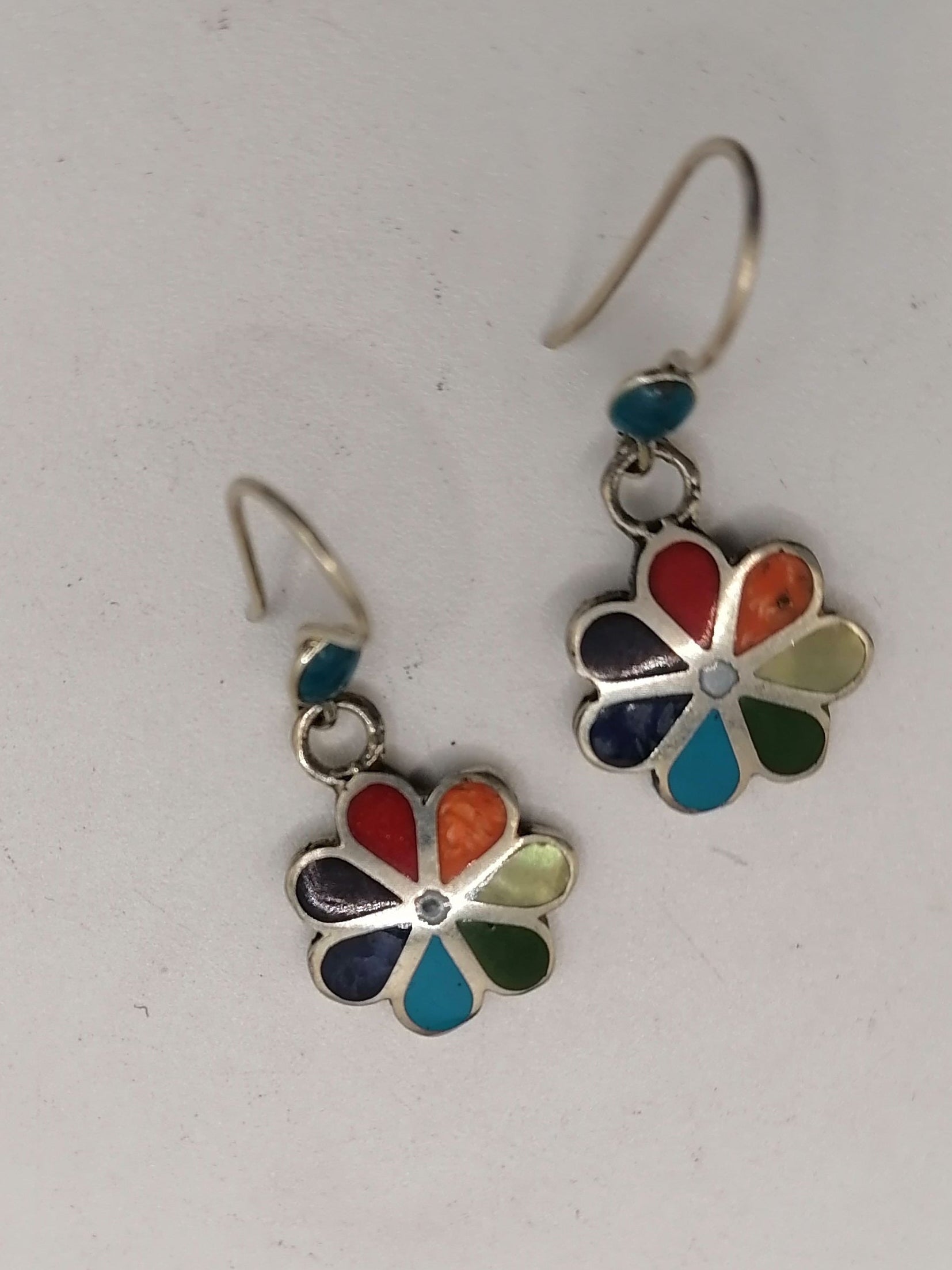 Earrings for Women Alpaca Natural Stone Pachamama Inca Flower Design