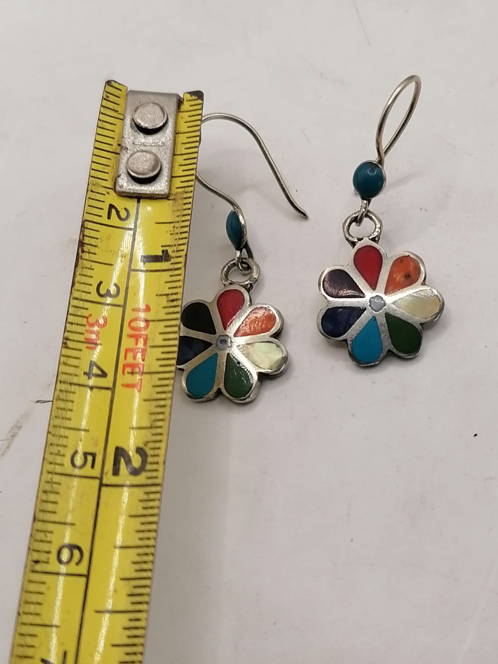 Earrings for Women Alpaca Natural Stone Pachamama Inca Flower Design