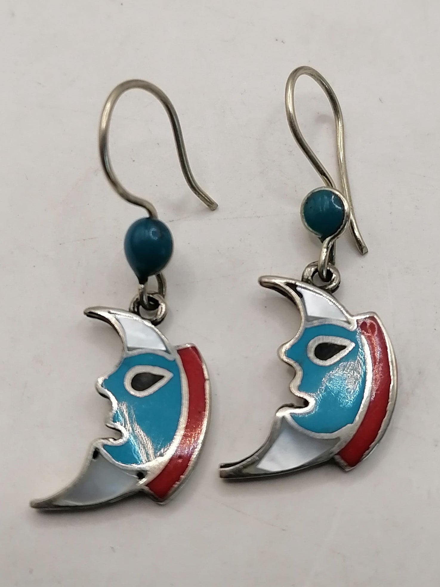 Alpaca Earrings for Women with Moon Inlaid Stone