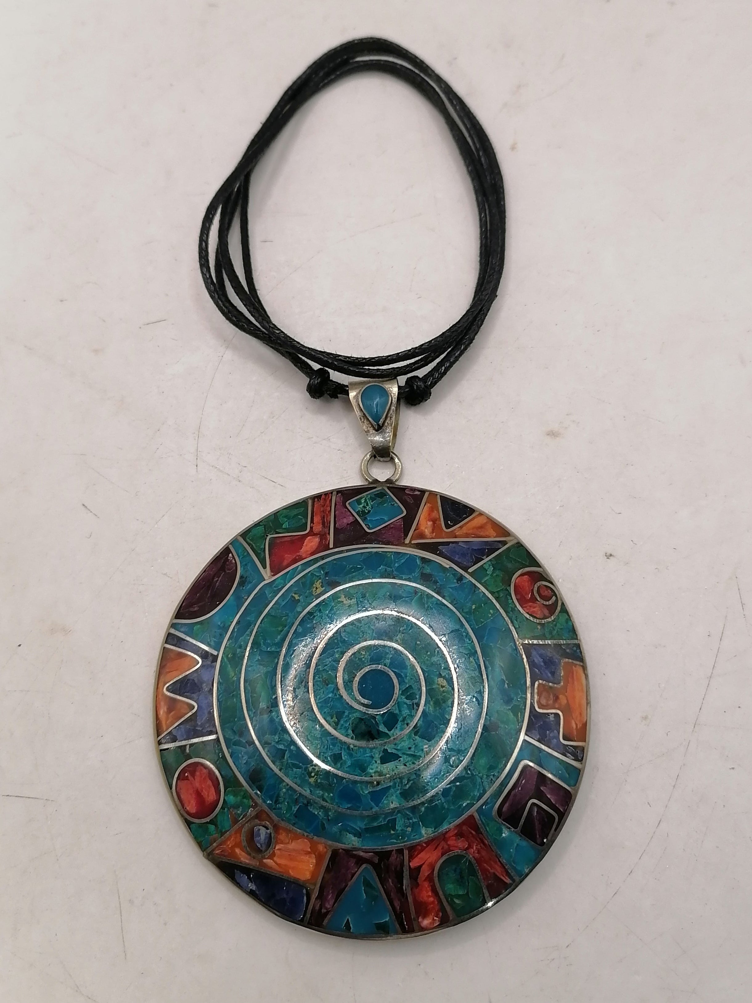 Unisex Adjustable Necklace Alpaca Natural Stone Pachamama Flower Inca