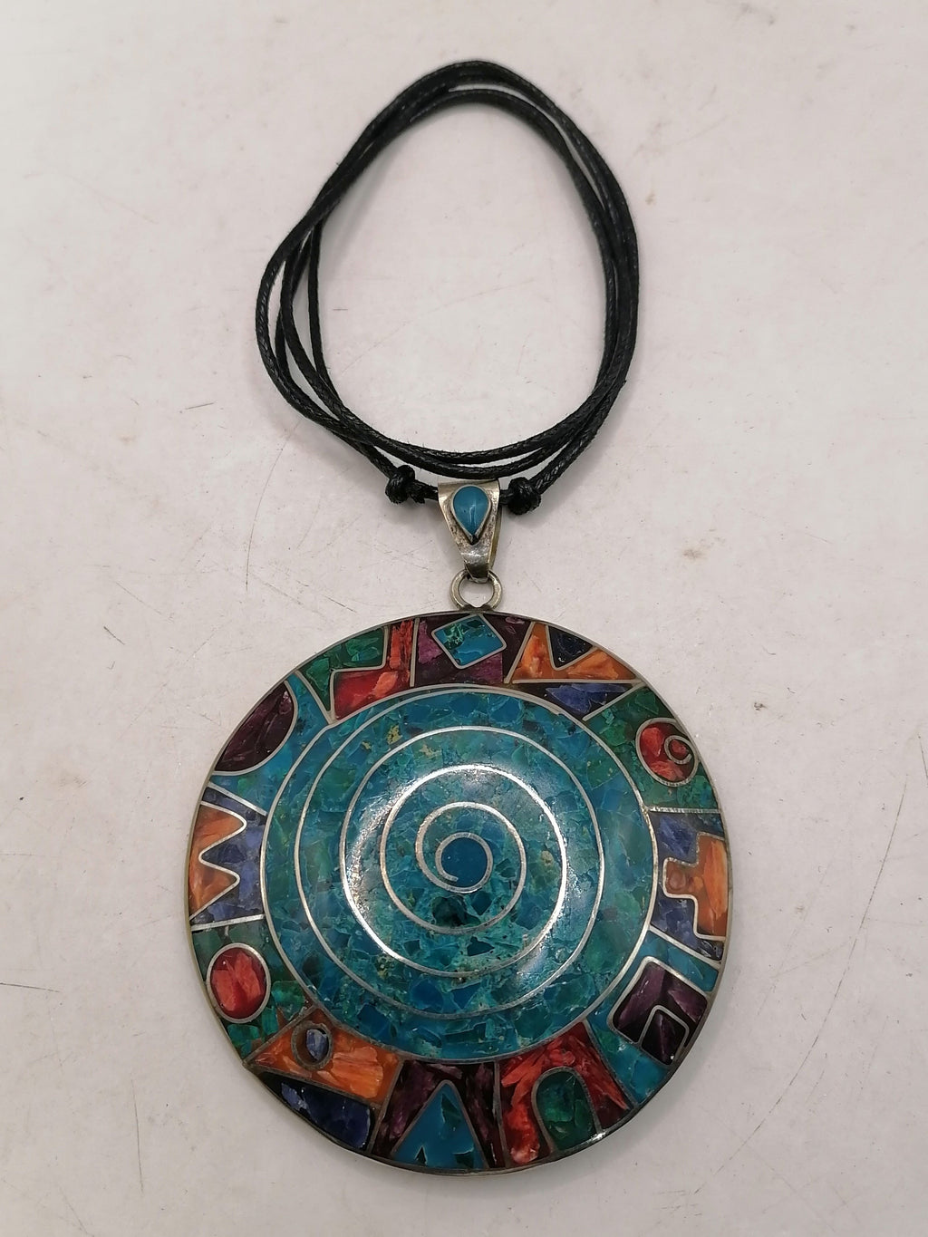 Unisex Adjustable Necklace Alpaca Natural Stone Pachamama Flower Inca