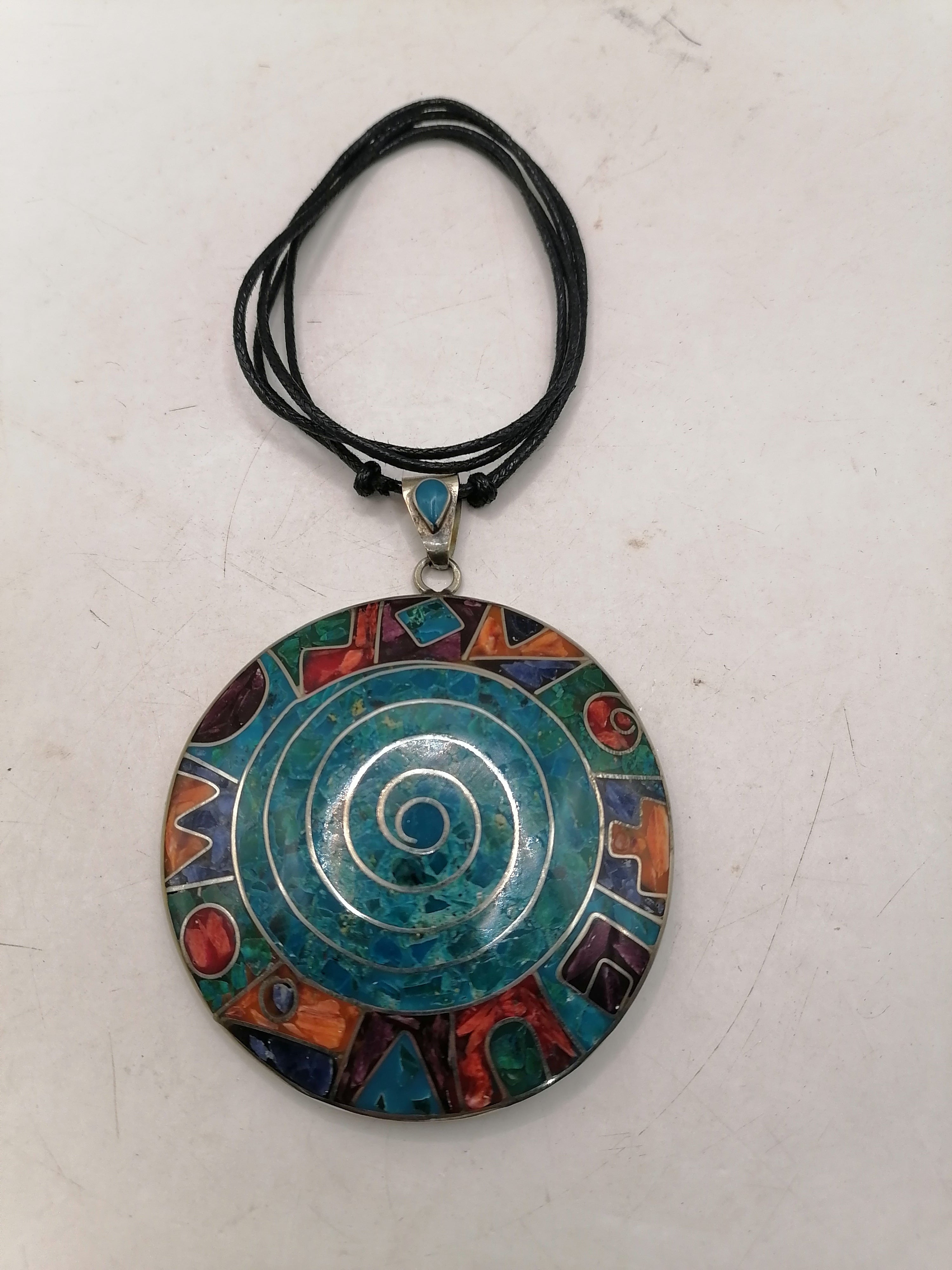 Unisex Adjustable Necklace Alpaca Natural Stone Pachamama Flower Inca