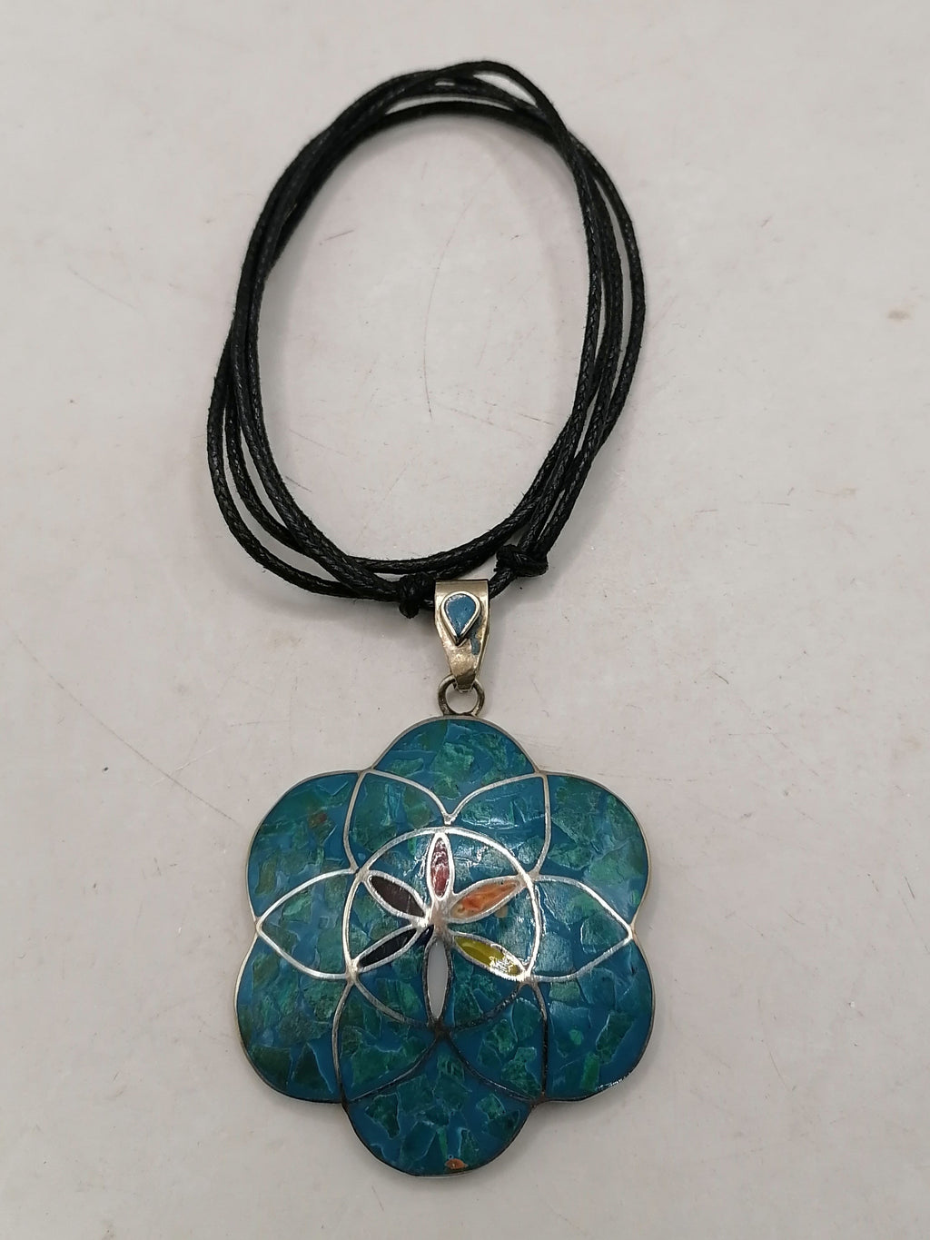 Unisex Adjustable Handmade Necklace with Alpaca and Natural Stone