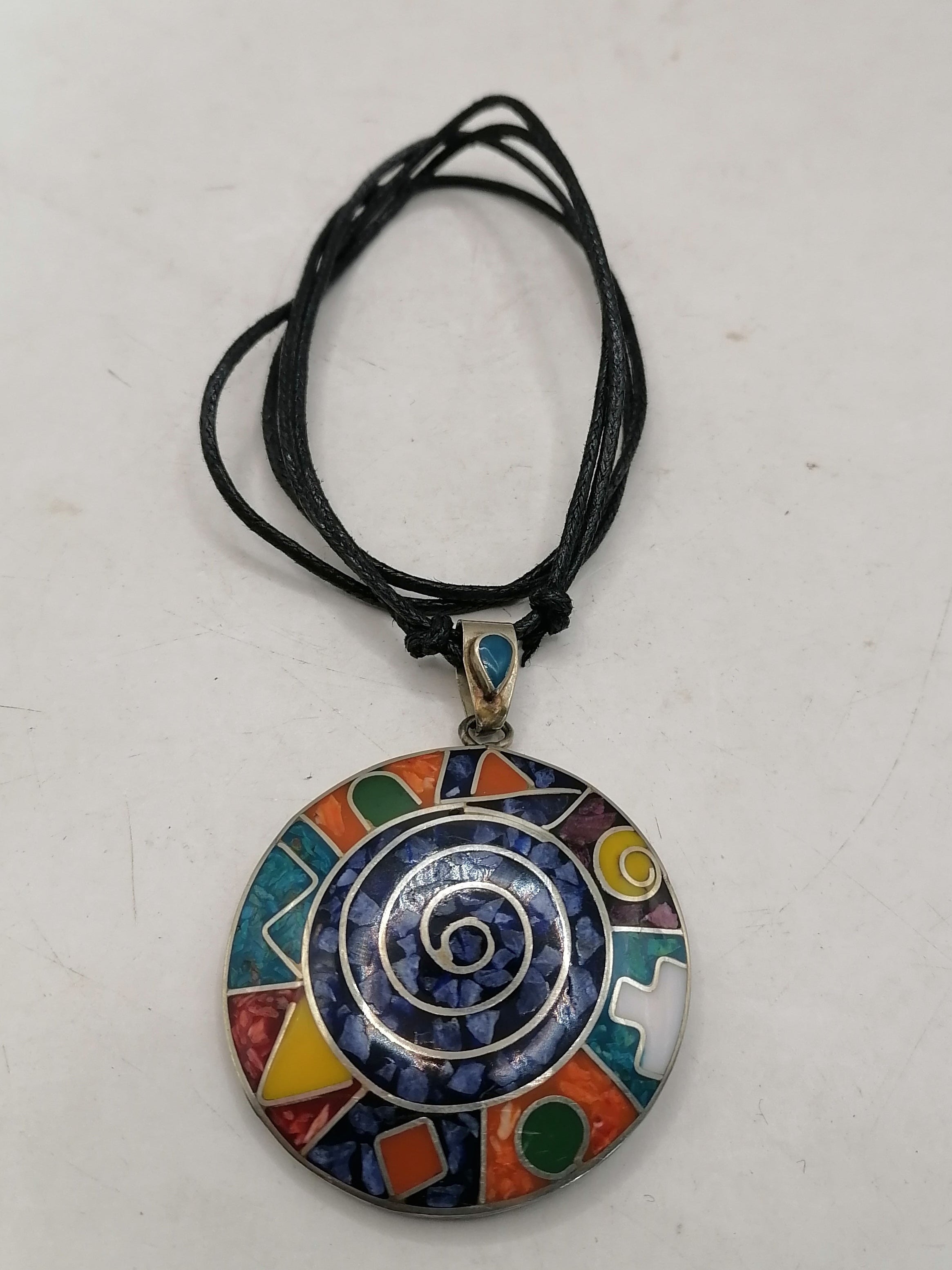 Unisex Adjustable Alpaca Necklace with Inlaid Natural Stone