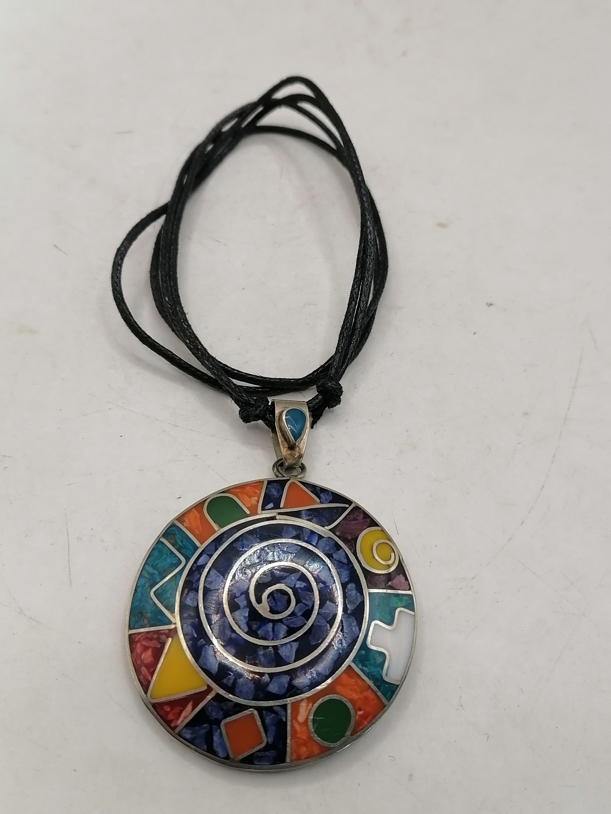 Unisex Adjustable Alpaca Necklace with Inlaid Natural Stone