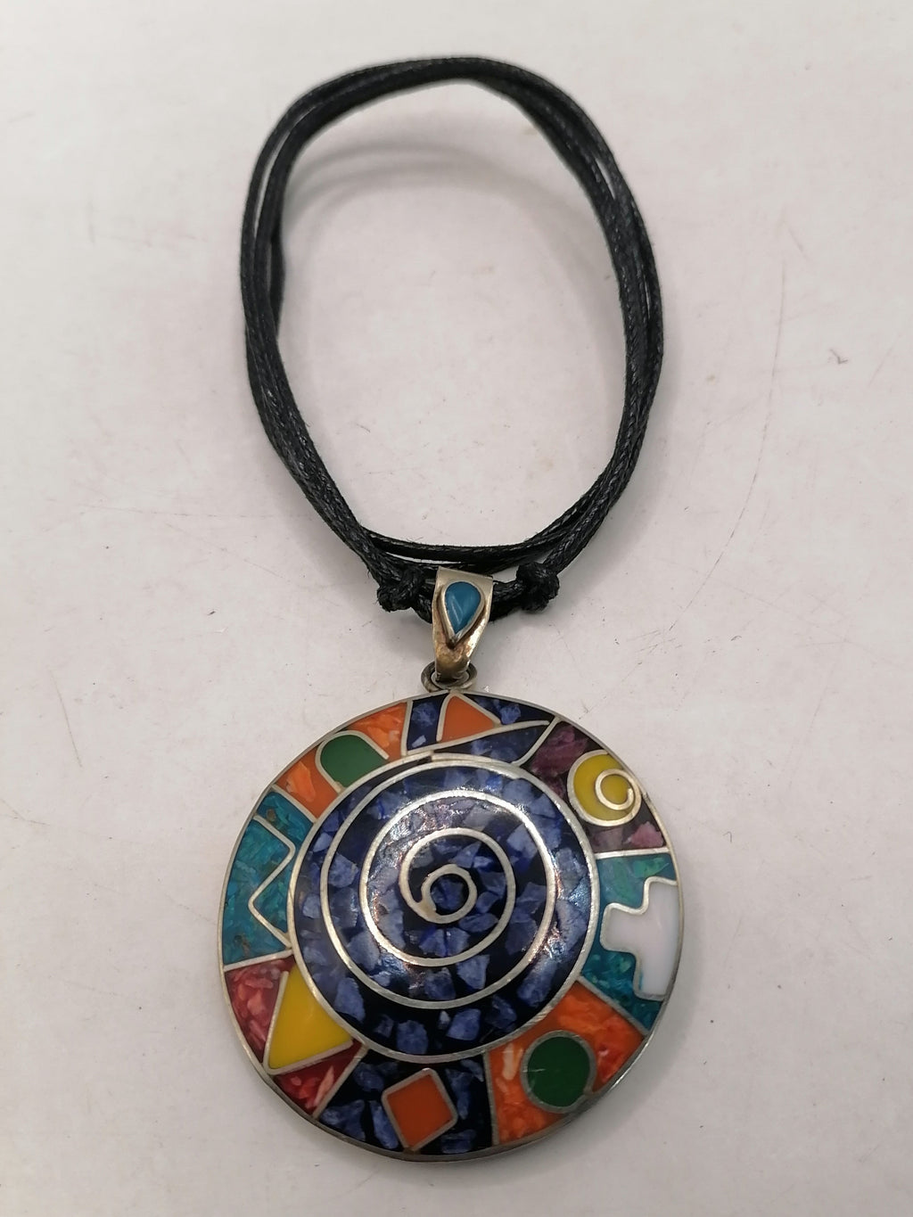 Unisex Adjustable Alpaca Necklace with Inlaid Natural Stone