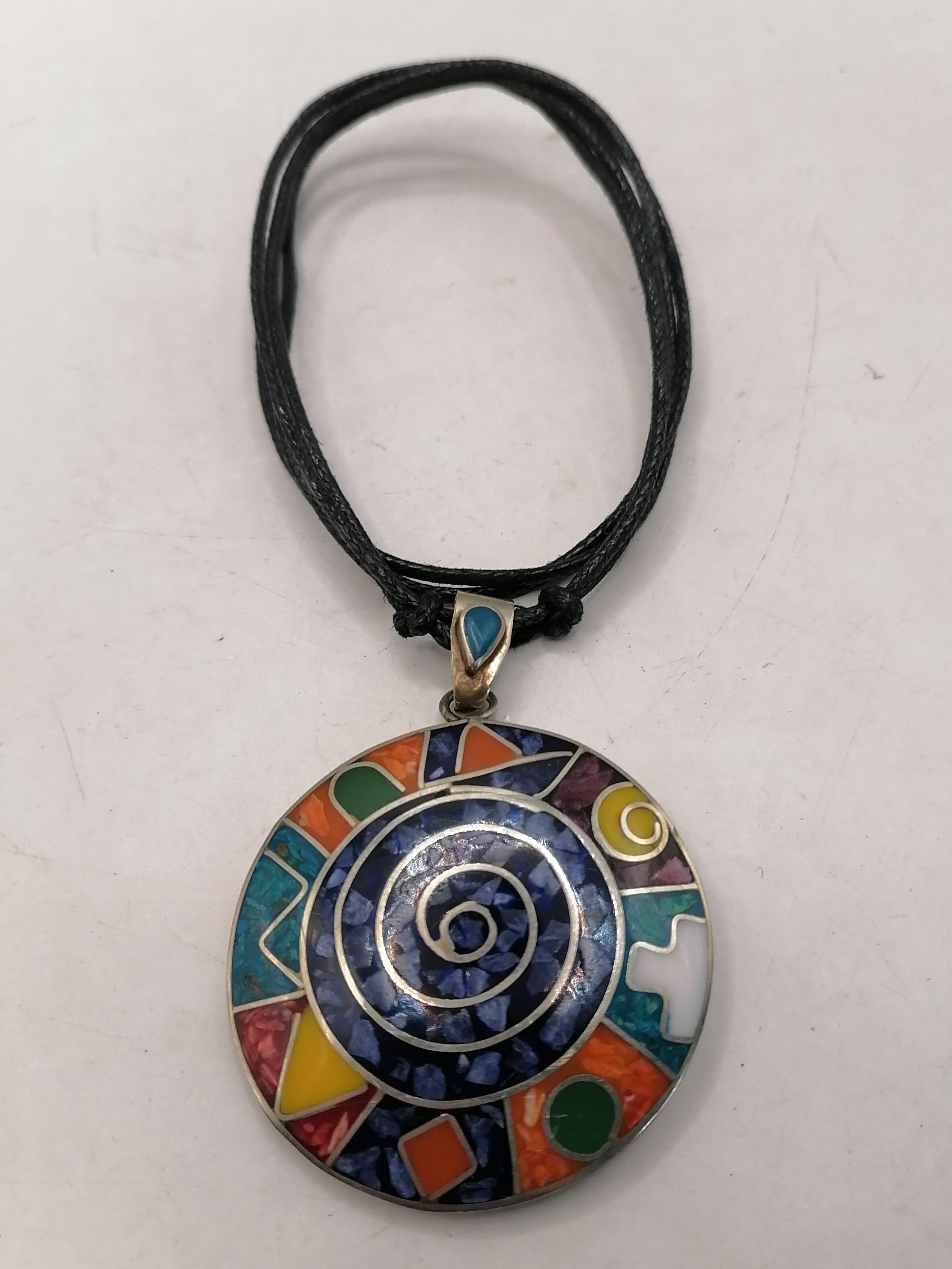 Unisex Adjustable Alpaca Necklace with Inlaid Natural Stone