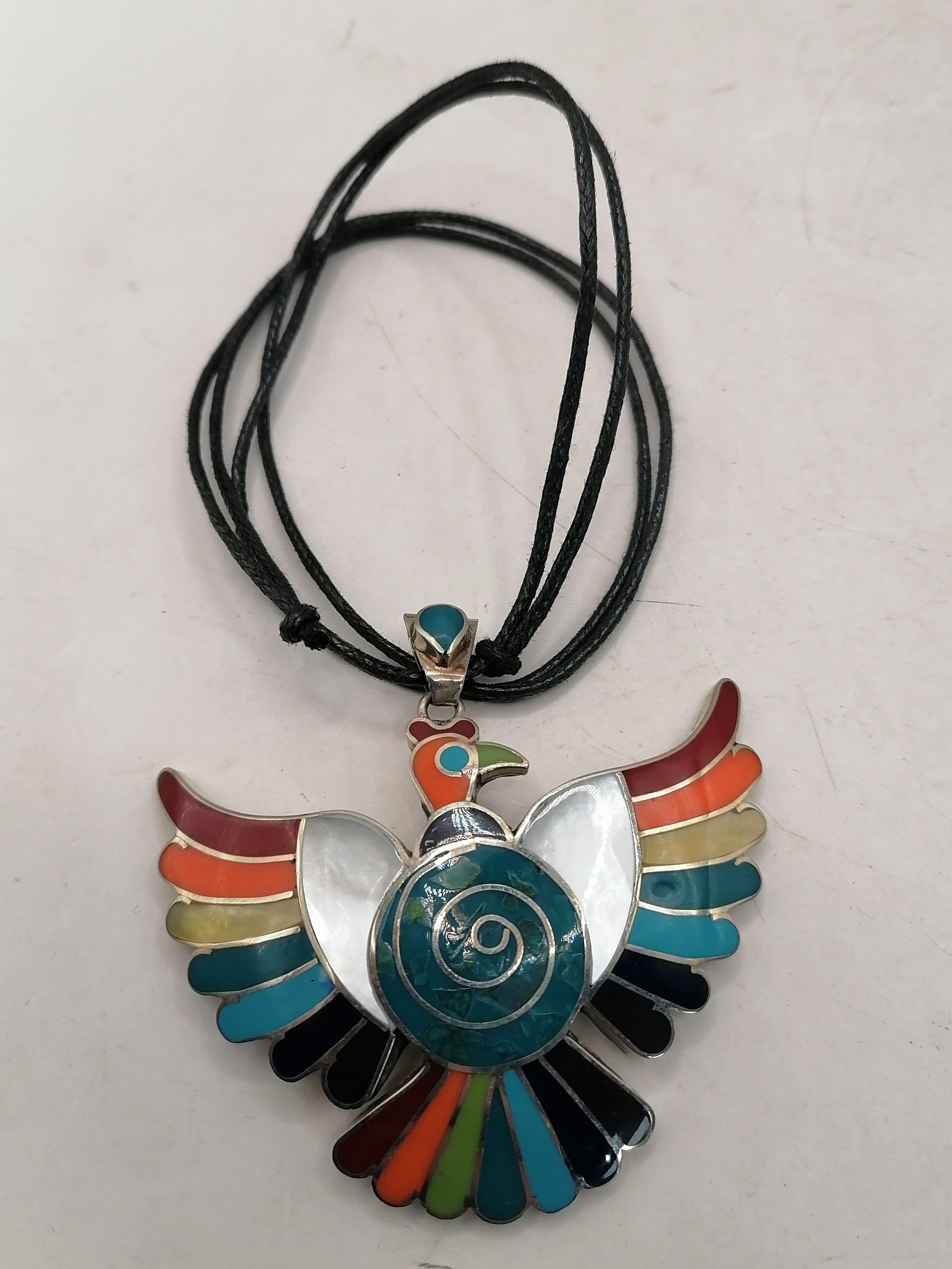 Unisex Adjustable Alpaca Necklace with Natural Stone and Condor