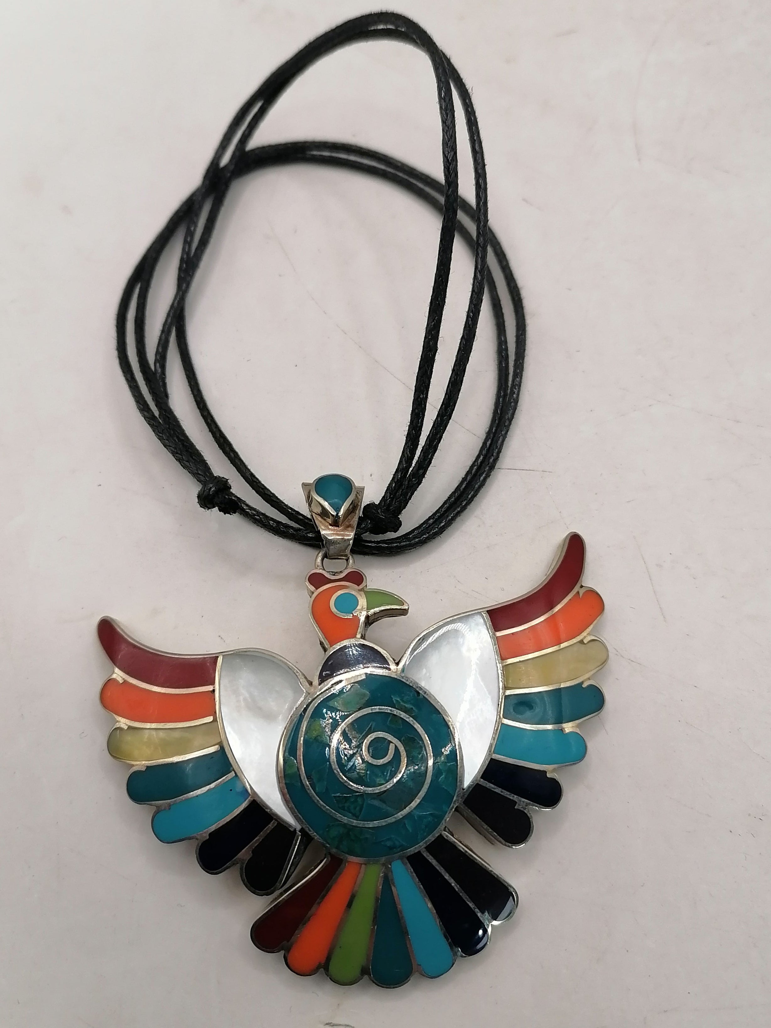 Unisex Adjustable Alpaca Necklace with Natural Stone and Condor
