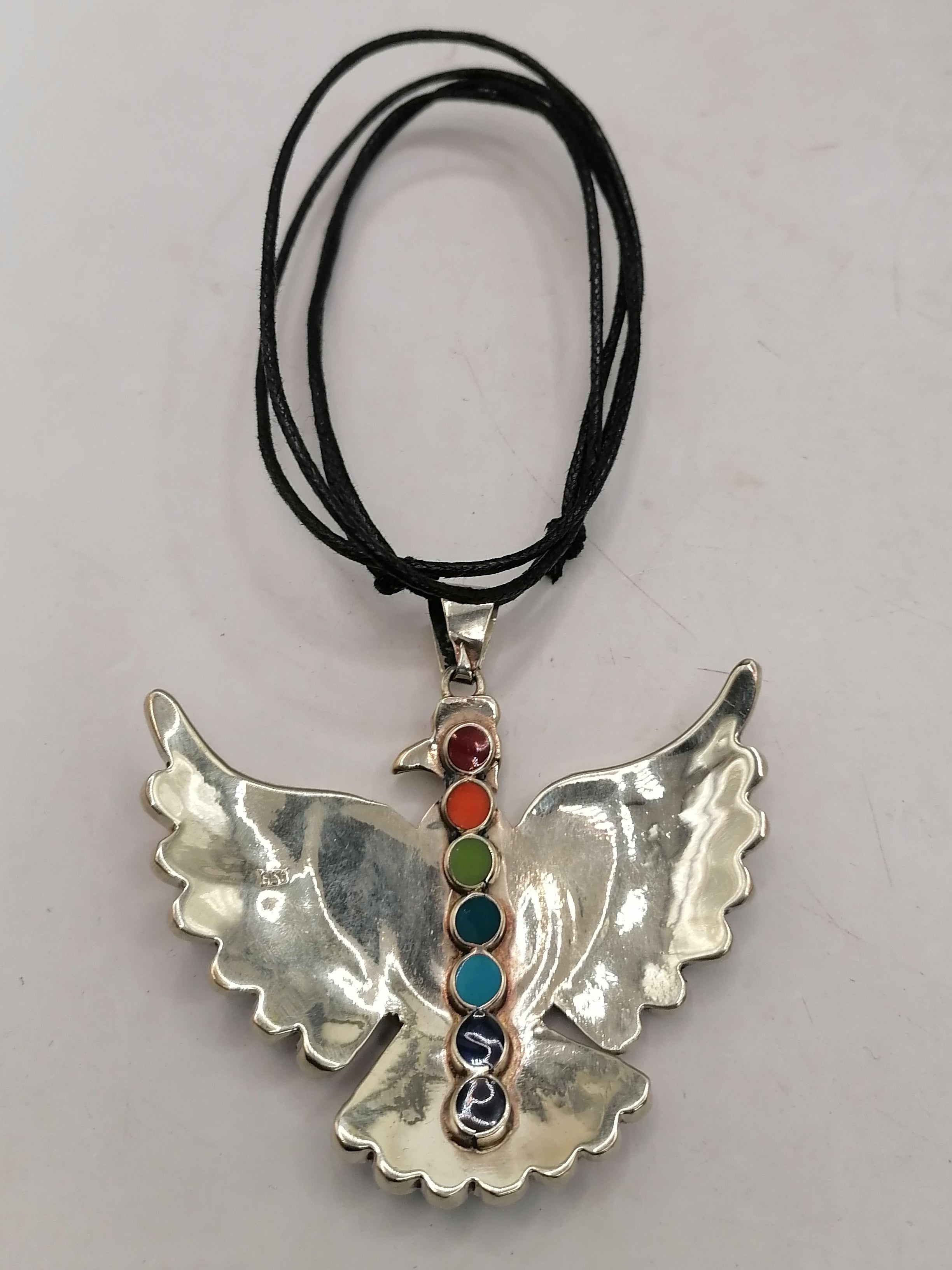Unisex Adjustable Alpaca Necklace with Natural Stone and Condor