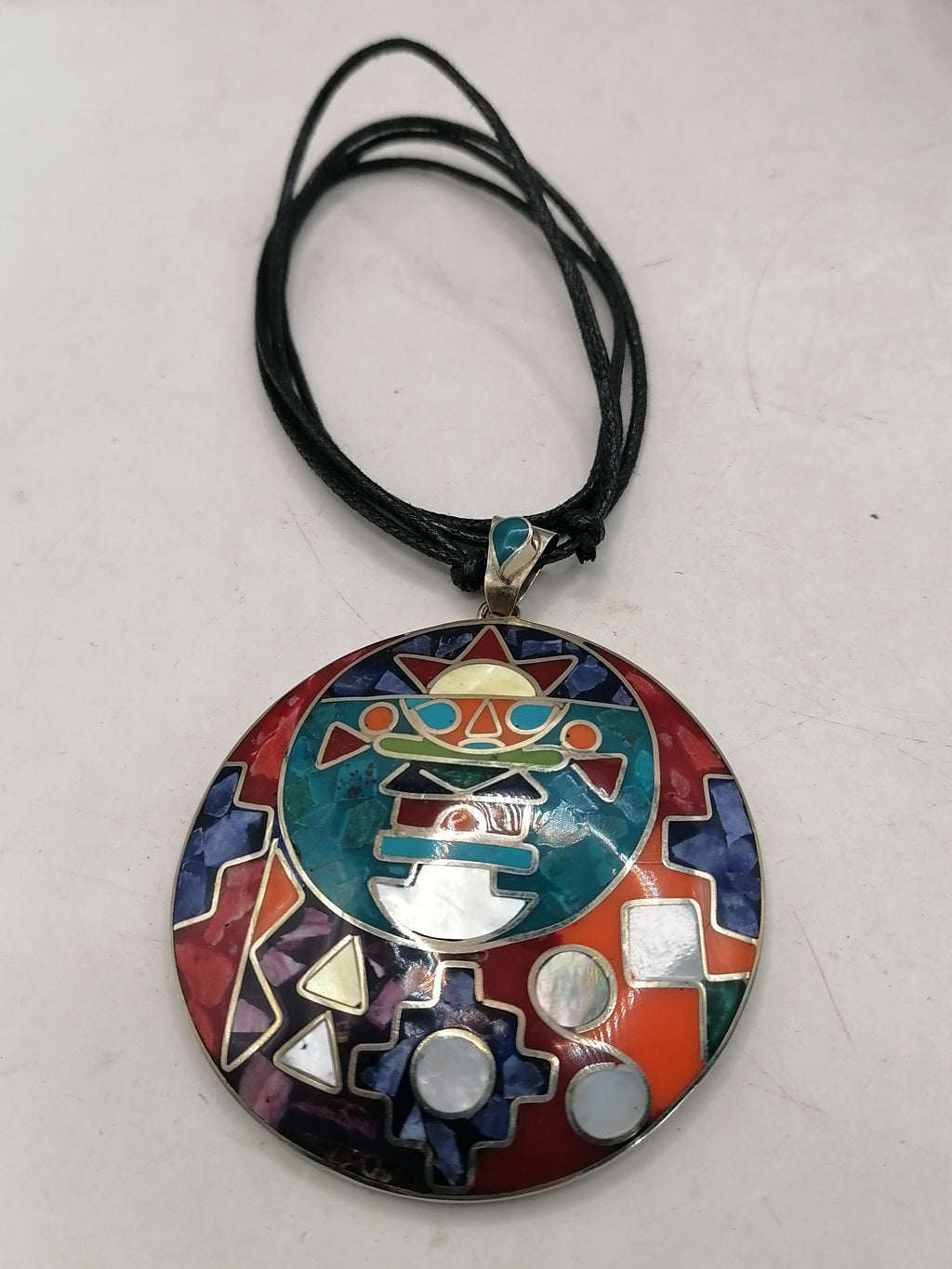 Unisex Handmade Necklace with Inlaid Stone
