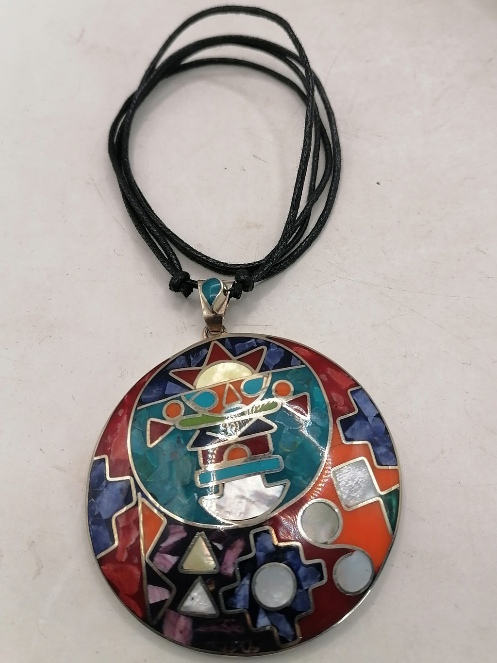 Unisex Handmade Necklace with Inlaid Stone