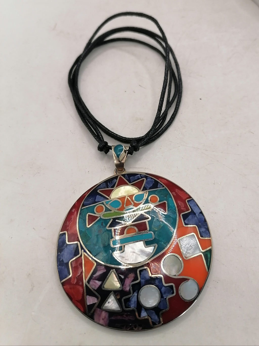 Unisex Handmade Necklace with Inlaid Stone