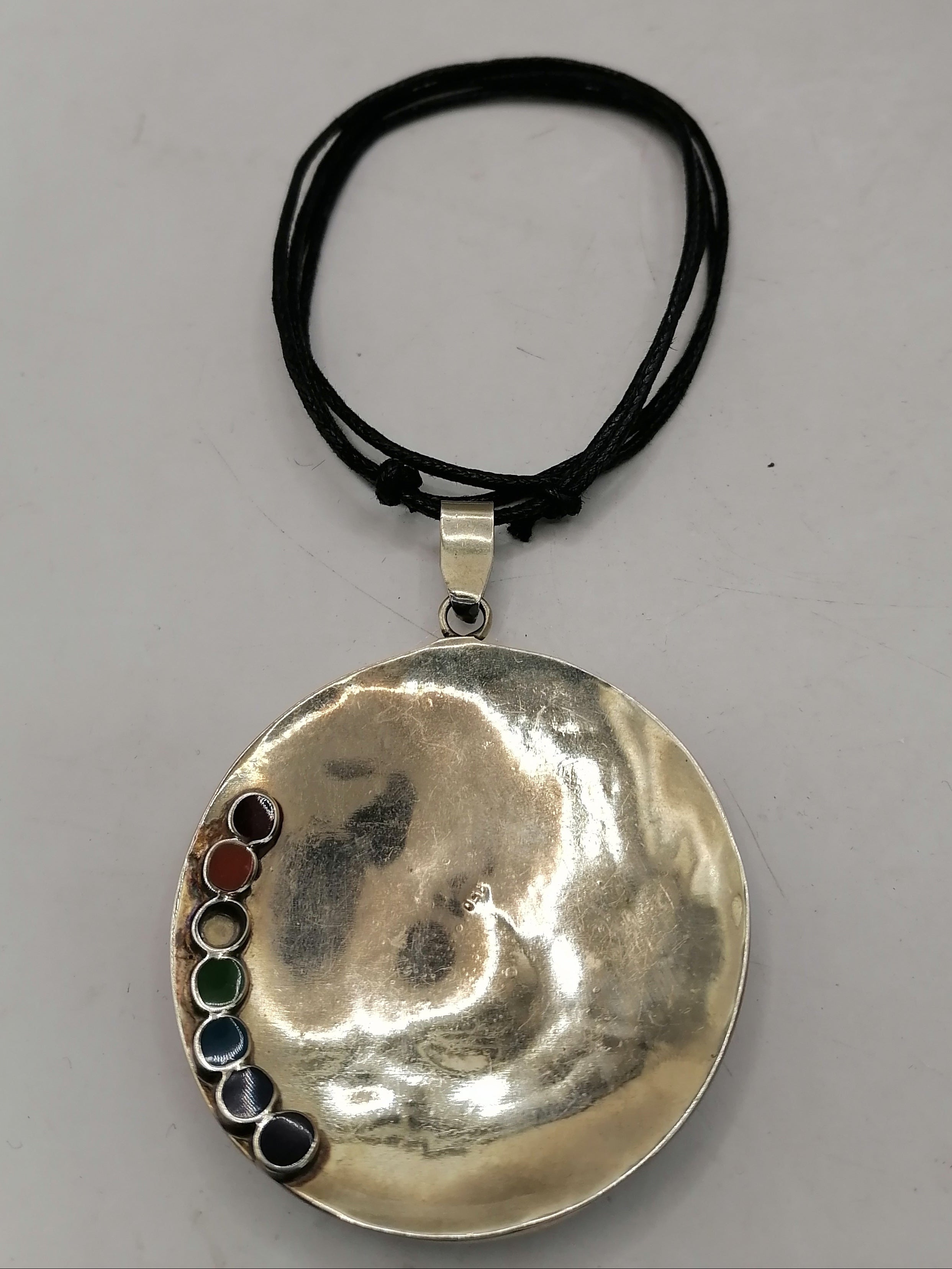 Unisex Adjustable Alpaca Necklace with Inlaid Stones from Cusco
