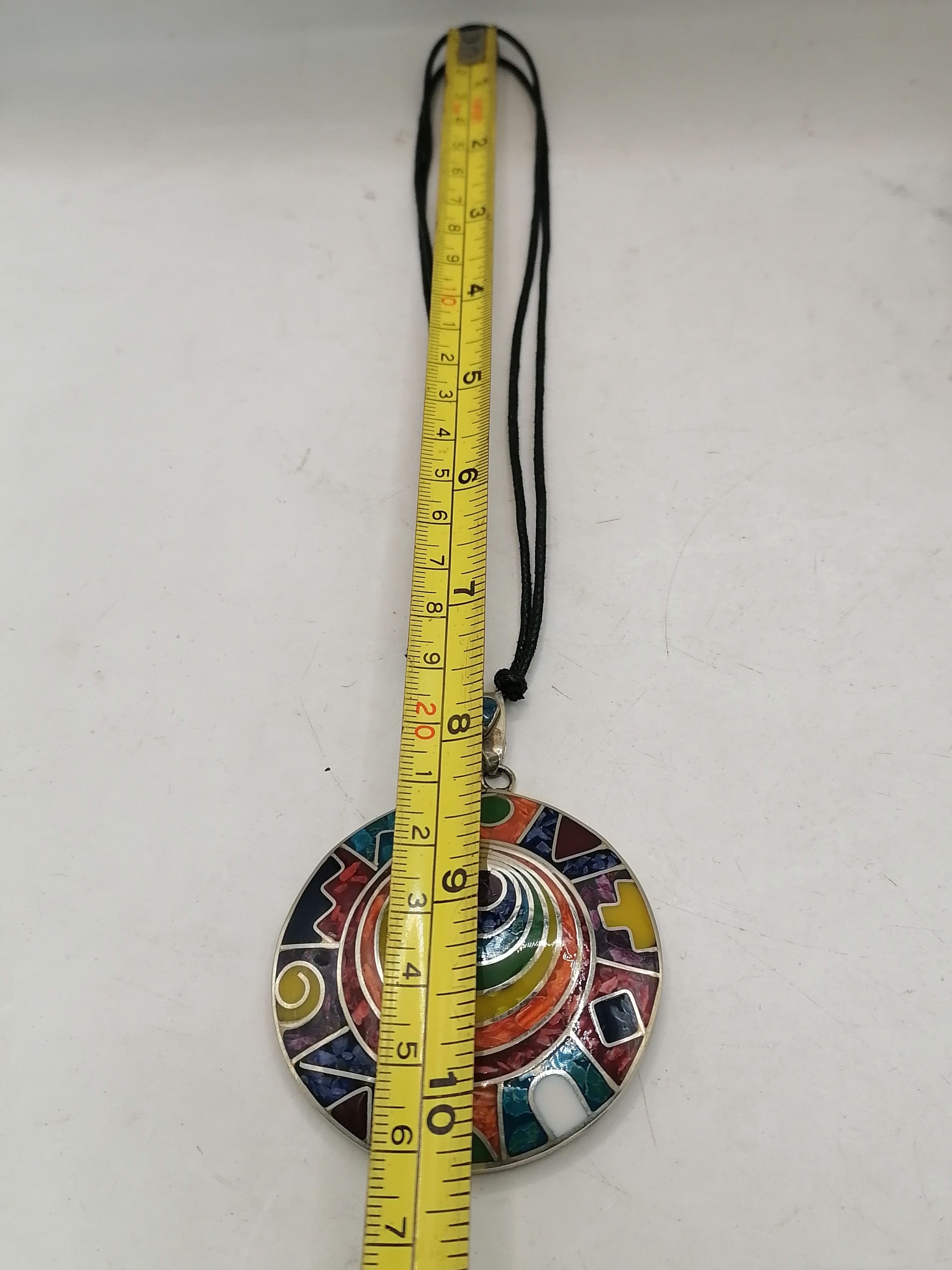 Unisex Adjustable Alpaca Necklace with Inlaid Stones from Cusco