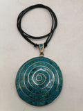 Unisex Handmade Alpaca Necklace with Inlaid Stone