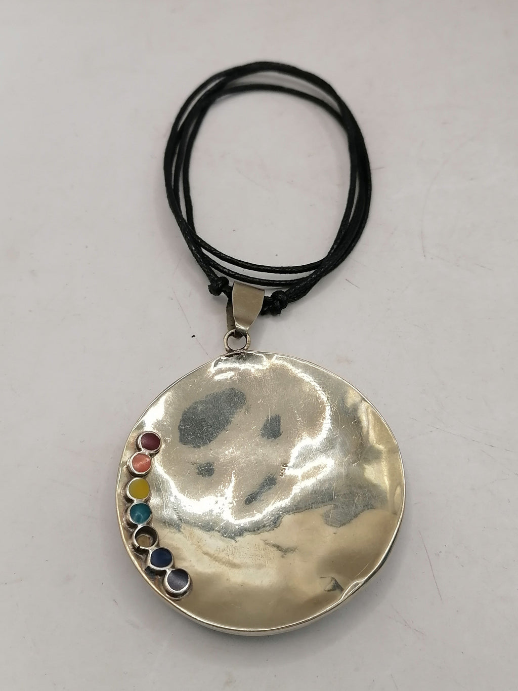 Unisex Handmade Alpaca Necklace with Inlaid Stone