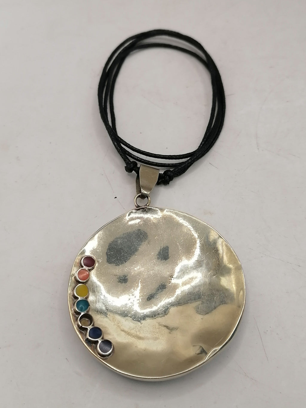 Unisex Handmade Alpaca Necklace with Inlaid Stone