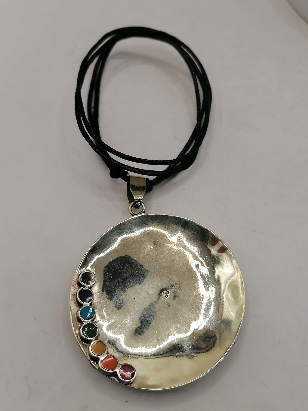 Unisex Handmade Alpaca Necklace with Inlaid Natural Stone