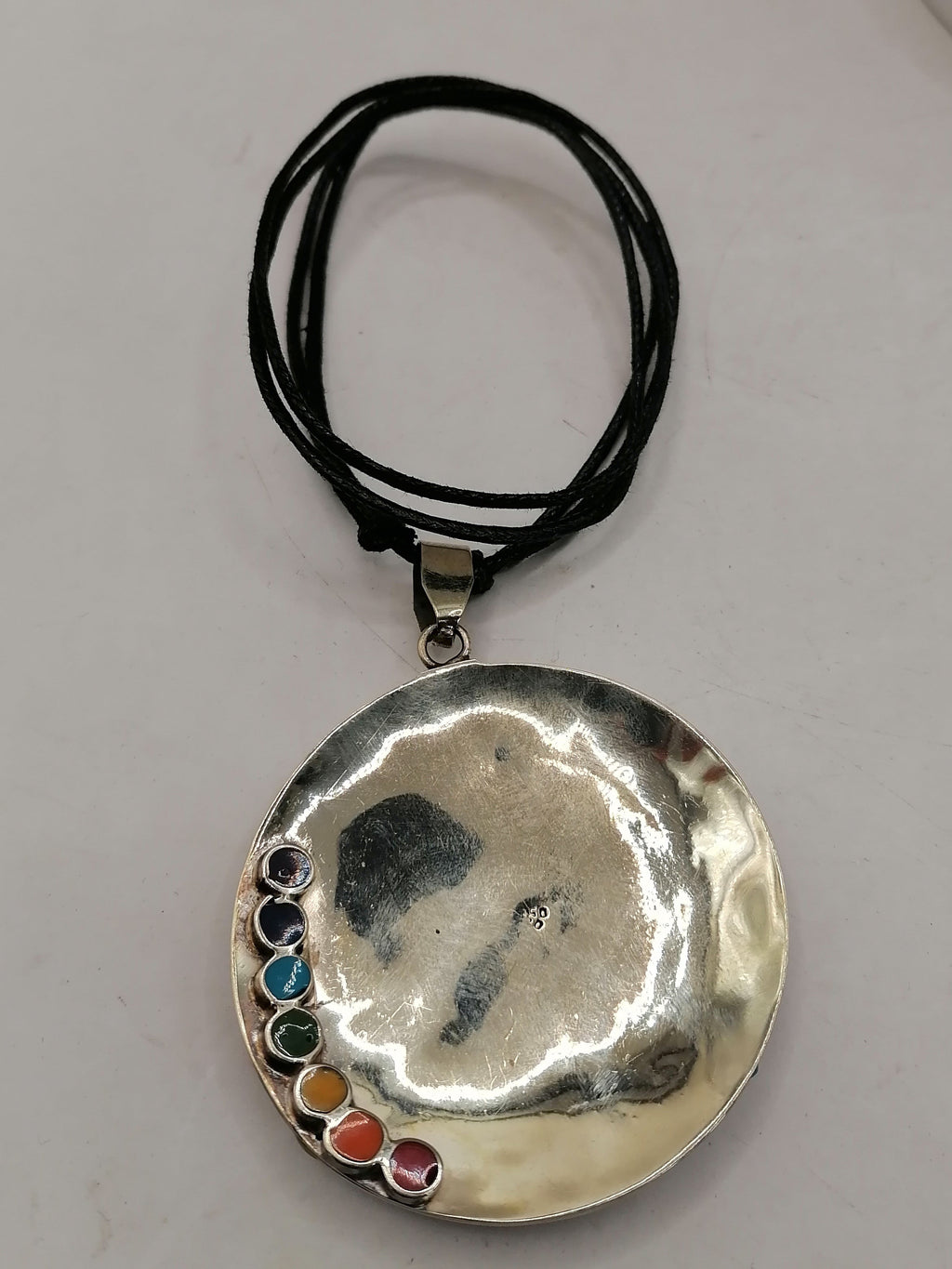 Unisex Handmade Alpaca Necklace with Inlaid Natural Stone