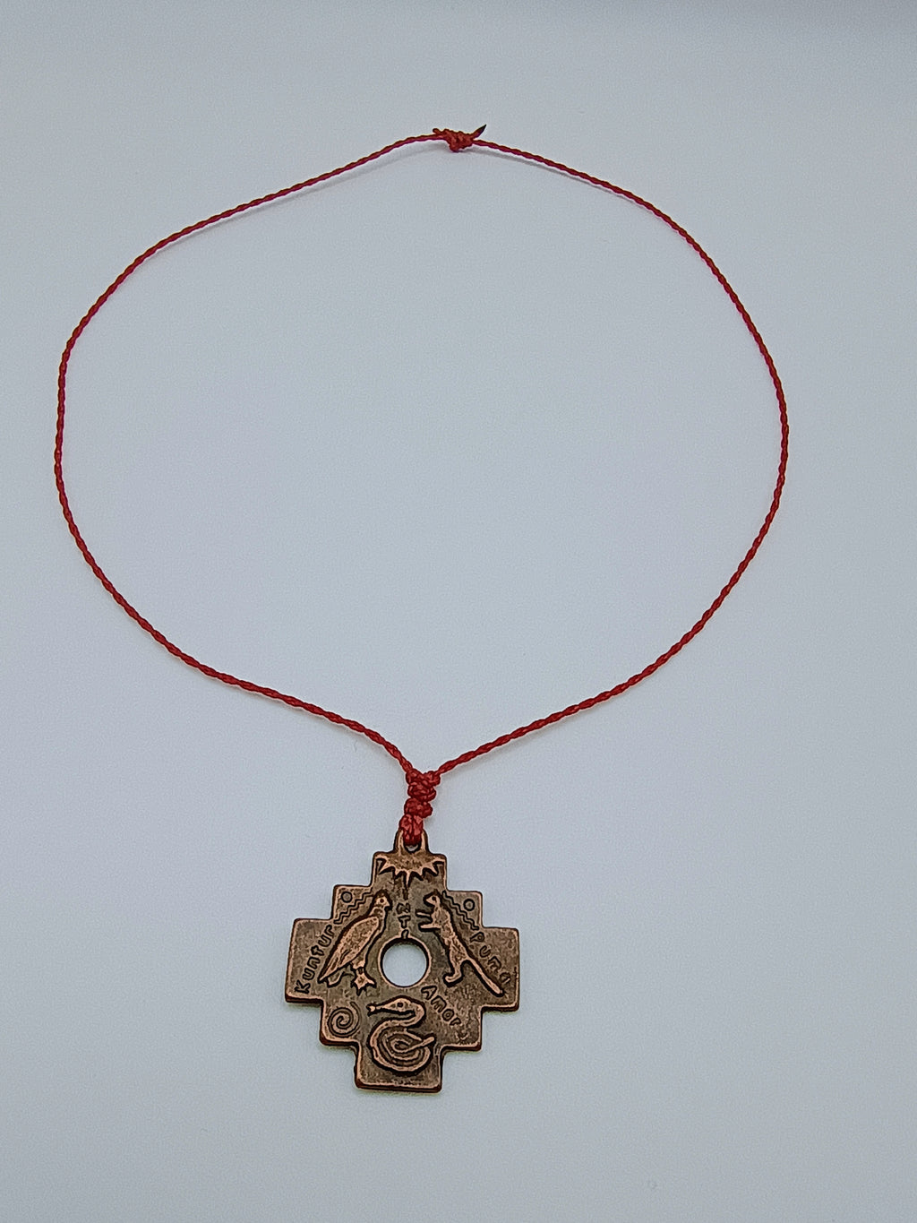 Unisex Macrame Necklace Andean Trilogy Condor Puma Snake Andean Amulet