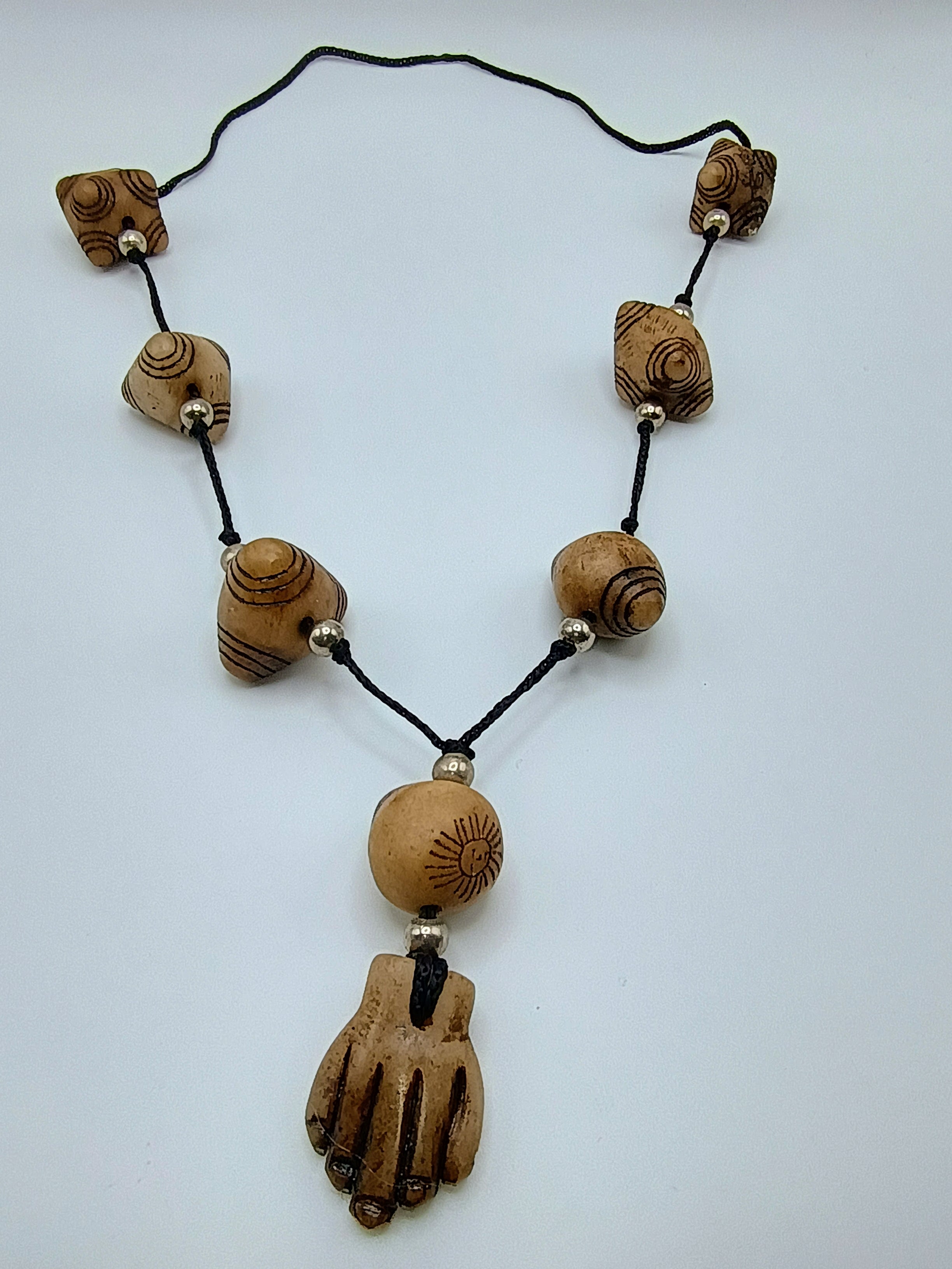 Unisex Necklace Limestone Chumpi Shamanic Amulet Handmade