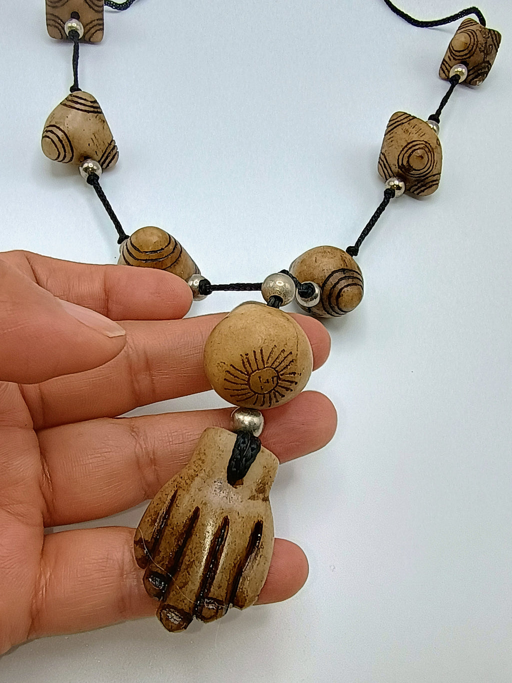 Unisex Necklace Limestone Chumpi Shamanic Amulet Handmade