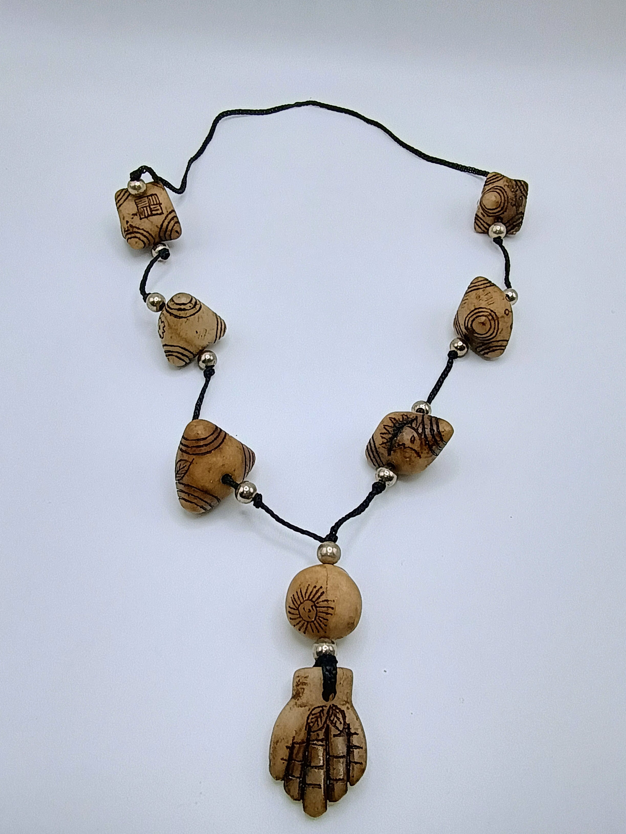 Unisex Necklace Limestone Chumpi Shamanic Amulet Handmade