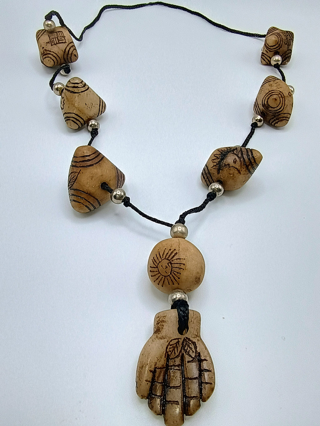 Unisex Necklace Limestone Chumpi Shamanic Amulet Handmade
