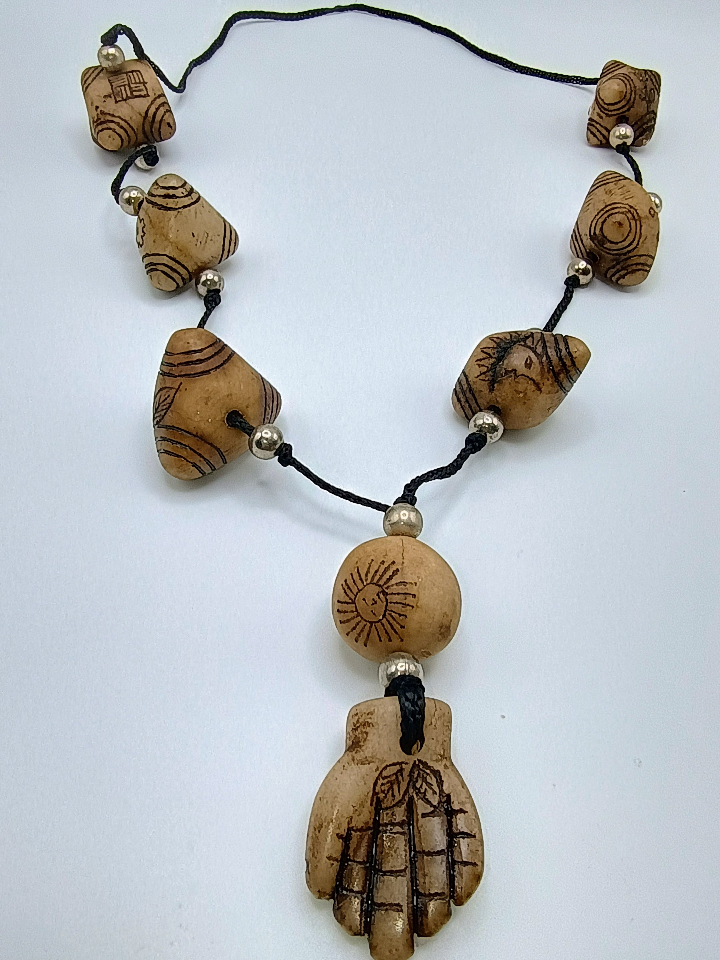 Unisex Necklace Limestone Chumpi Shamanic Amulet Handmade