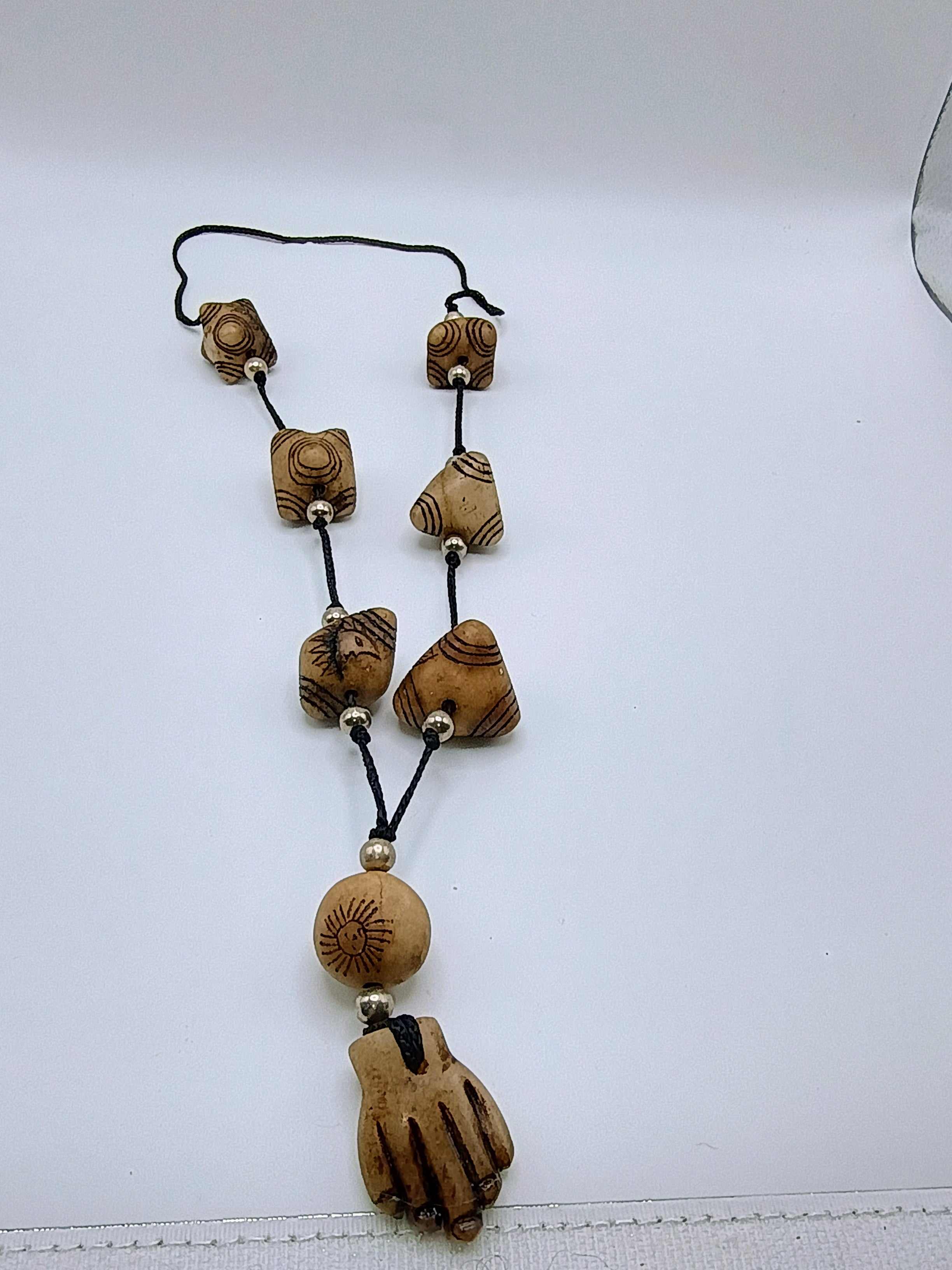 Unisex Necklace Limestone Chumpi Shamanic Amulet Handmade