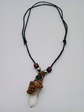 Adjustable Necklace, Hand Shaman, Natural Stone Quartz Crystal Spiritual Amulet