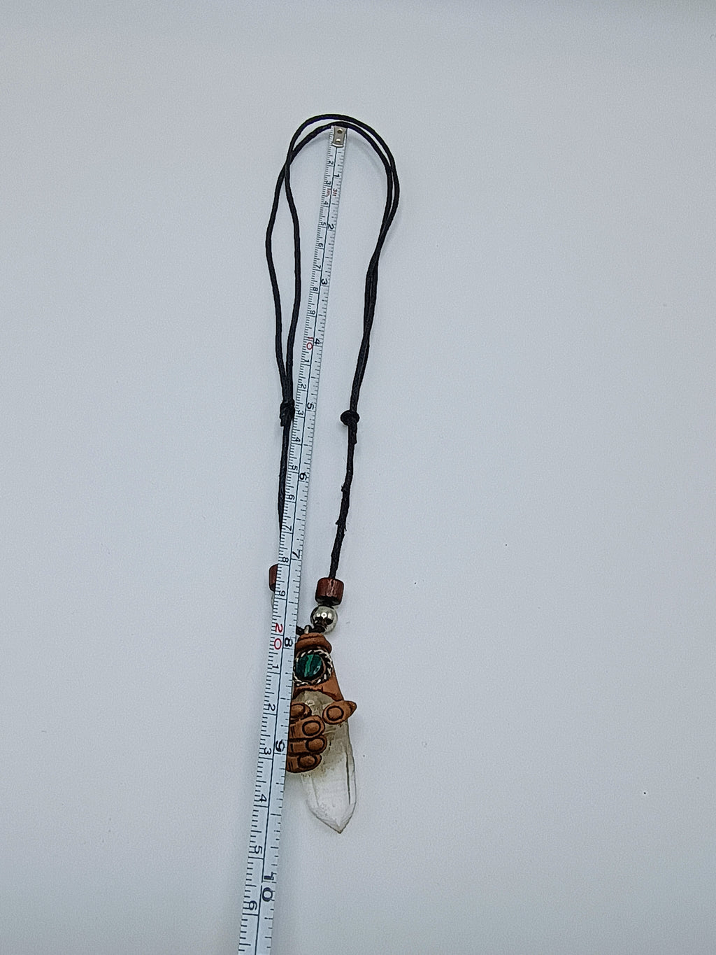 Adjustable Necklace, Hand Shaman, Natural Stone Quartz Crystal Spiritual Amulet