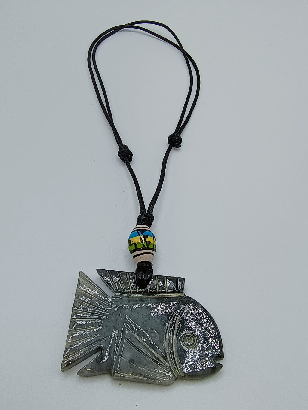 Unisex Adjustable Handmade Necklace with Natural Stone Fish Design