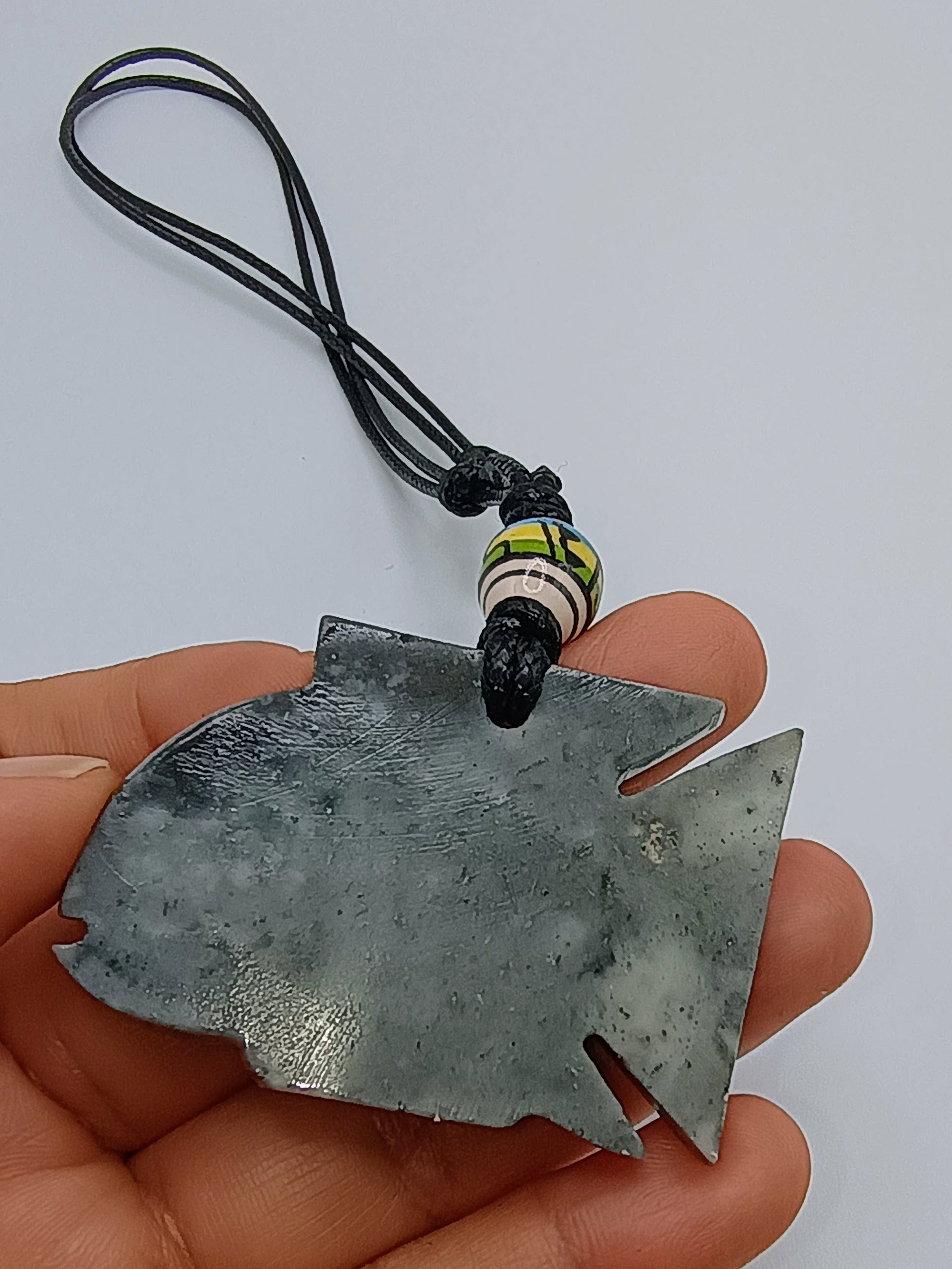 Unisex Adjustable Handmade Necklace with Natural Stone Fish Design