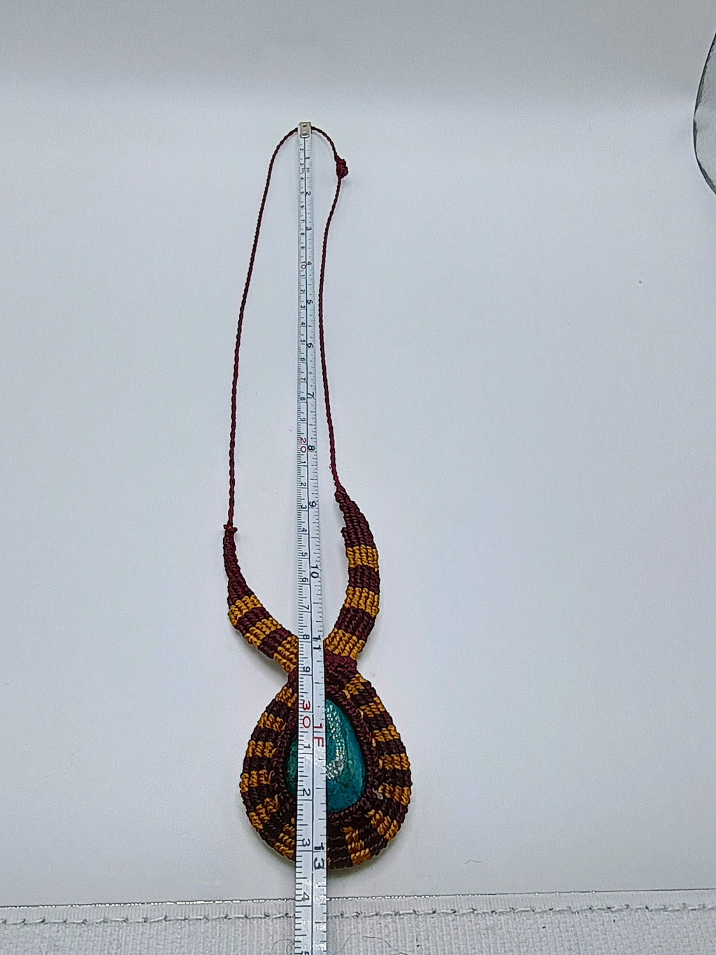 Unisex Macrame Necklace with Turquoise Stone, Spiritual Amulet
