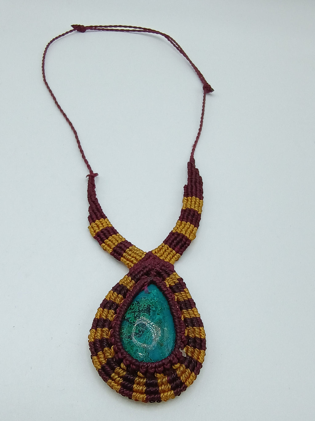Unisex Macrame Necklace with Turquoise Stone, Spiritual Amulet