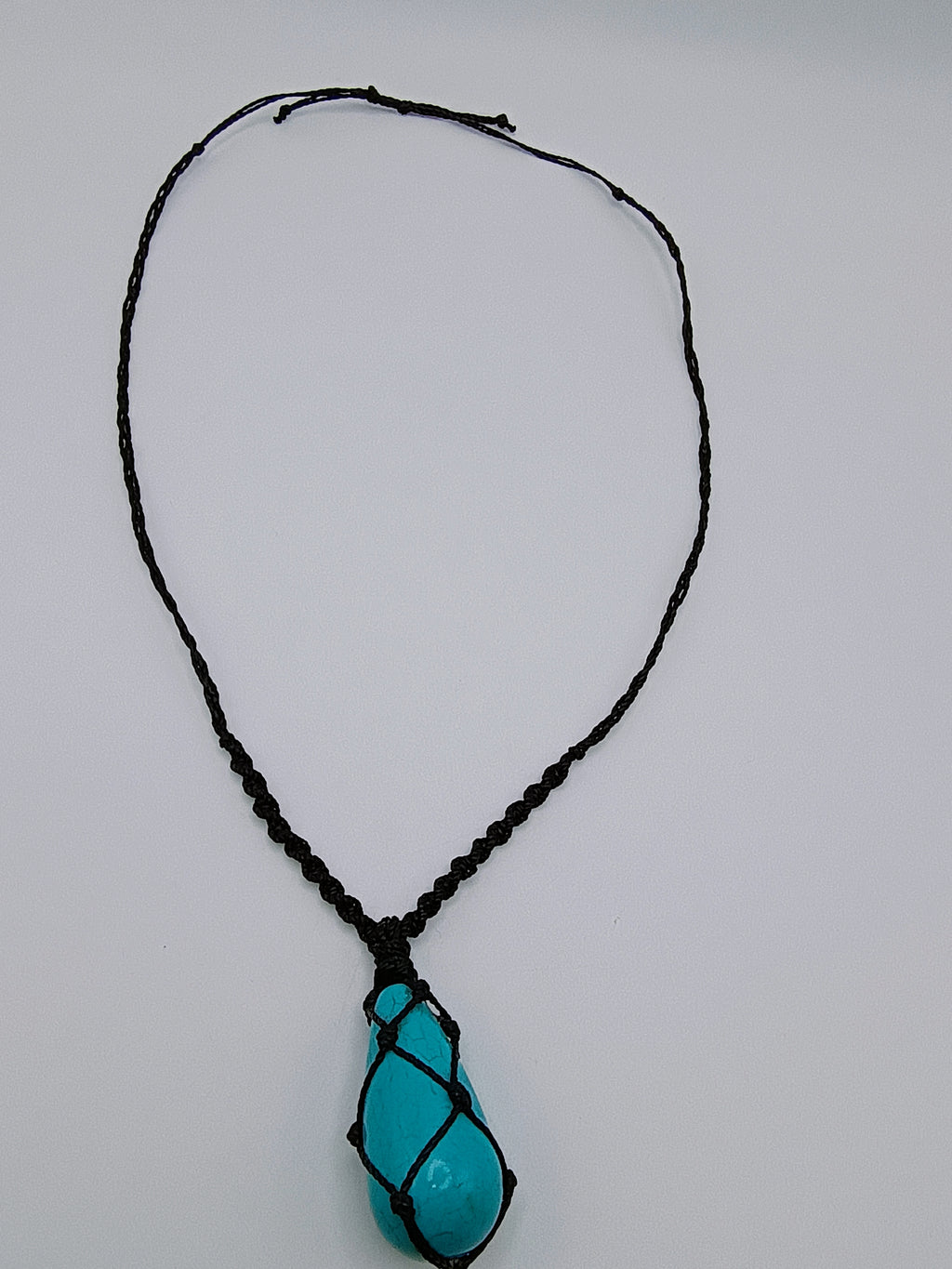 Unisex Macrame Necklace Handmade Natural Turquoise Spiritual Amulet