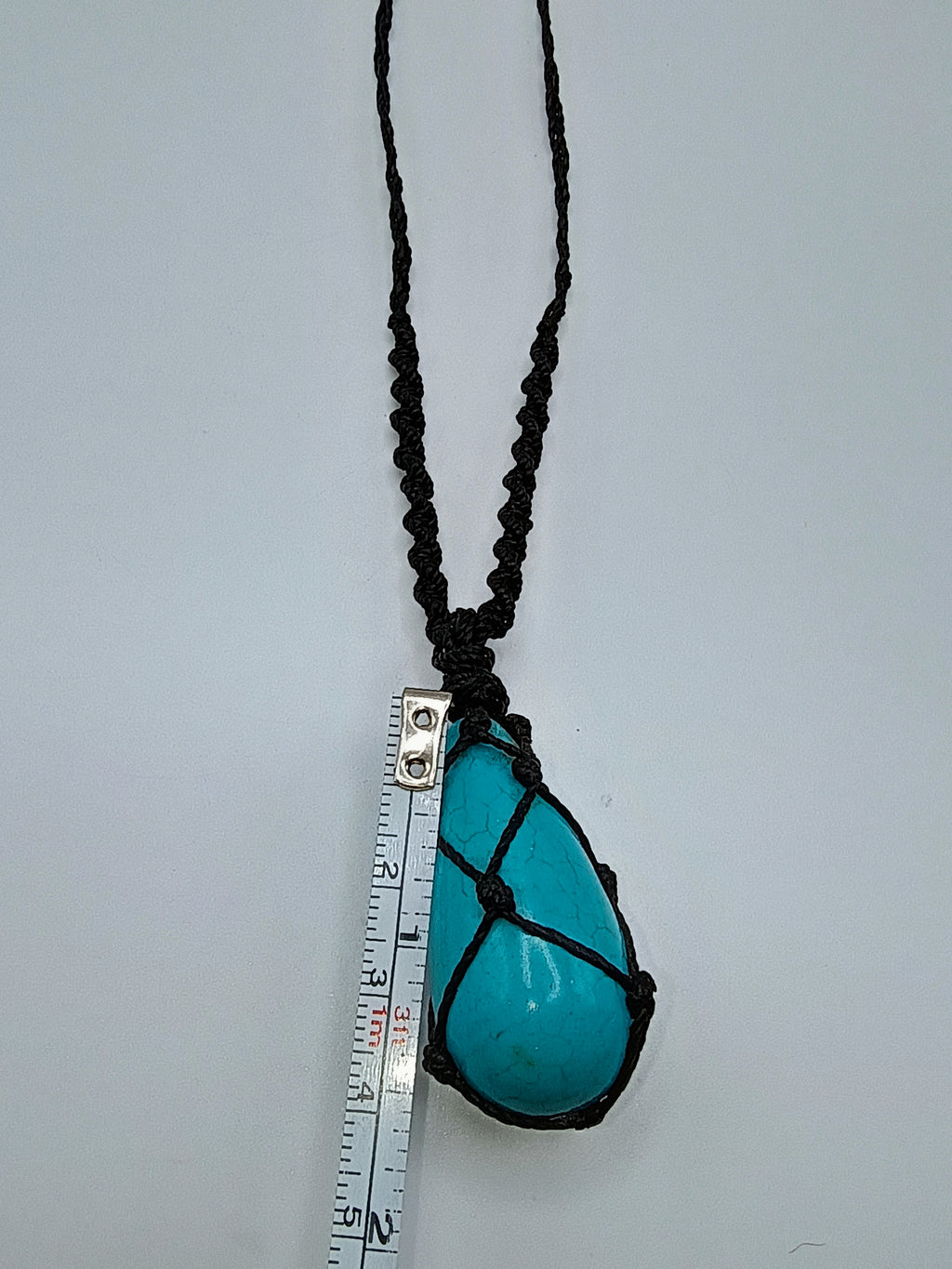 Unisex Macrame Necklace Handmade Natural Turquoise Spiritual Amulet