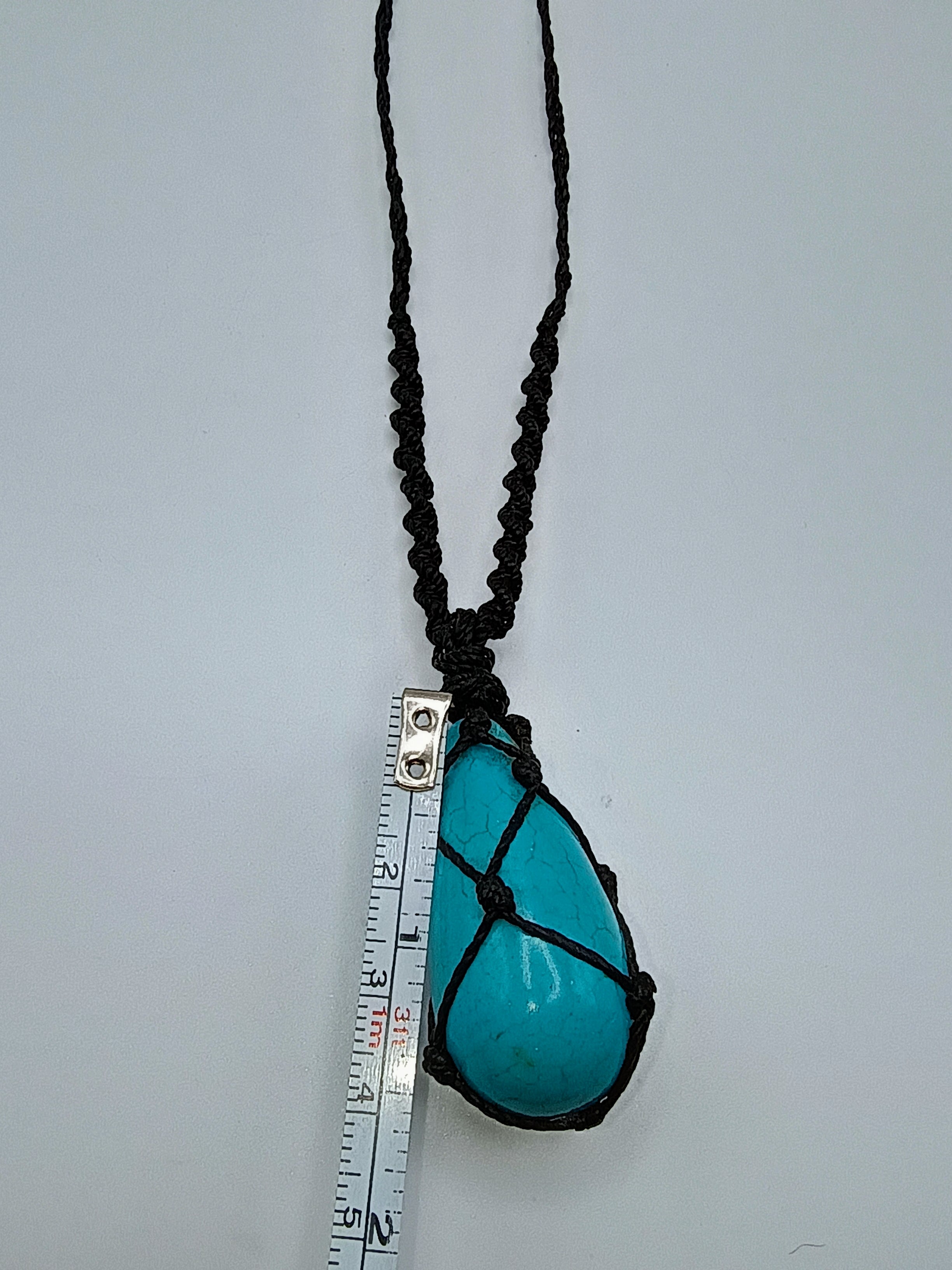 Unisex Macrame Necklace Handmade Natural Turquoise Spiritual Amulet