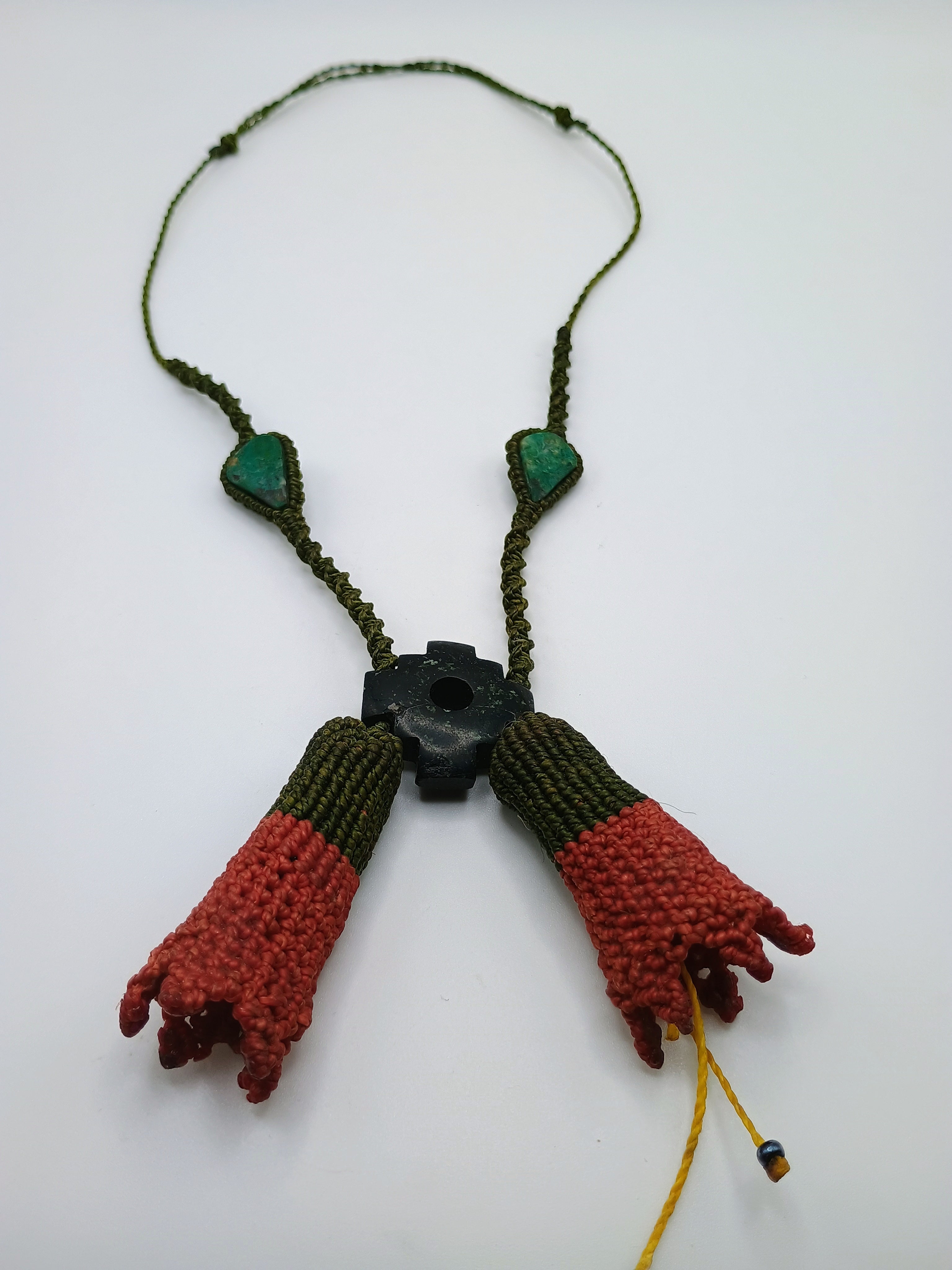 Unisex Handmade Macrame Necklace Sacred Cantuta Flower Amulet Cosmovision