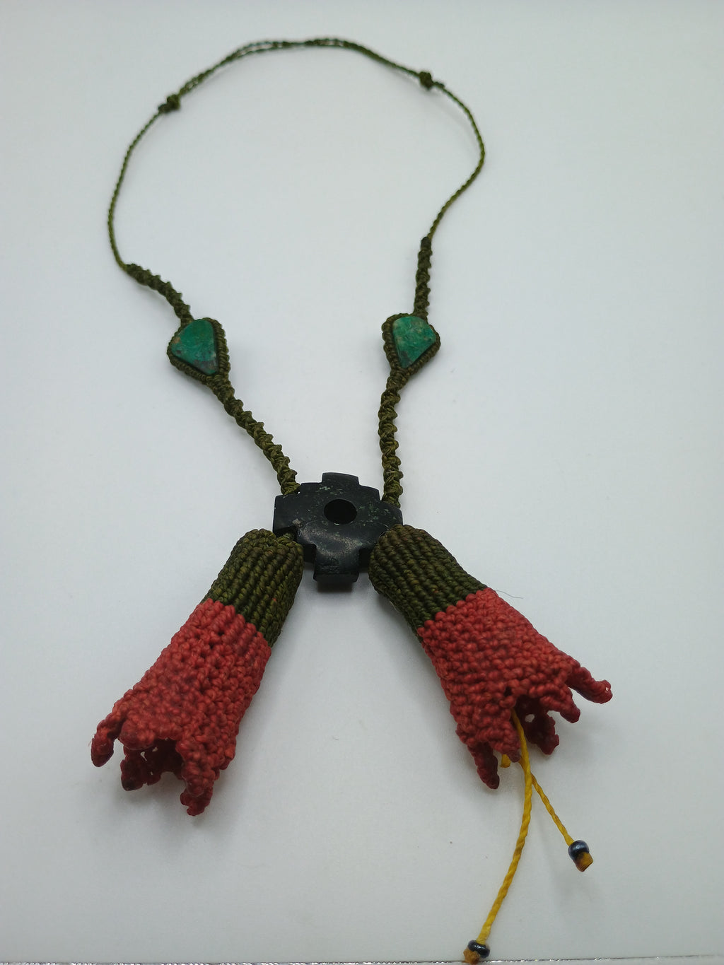 Unisex Handmade Macrame Necklace Sacred Cantuta Flower Amulet Cosmovision