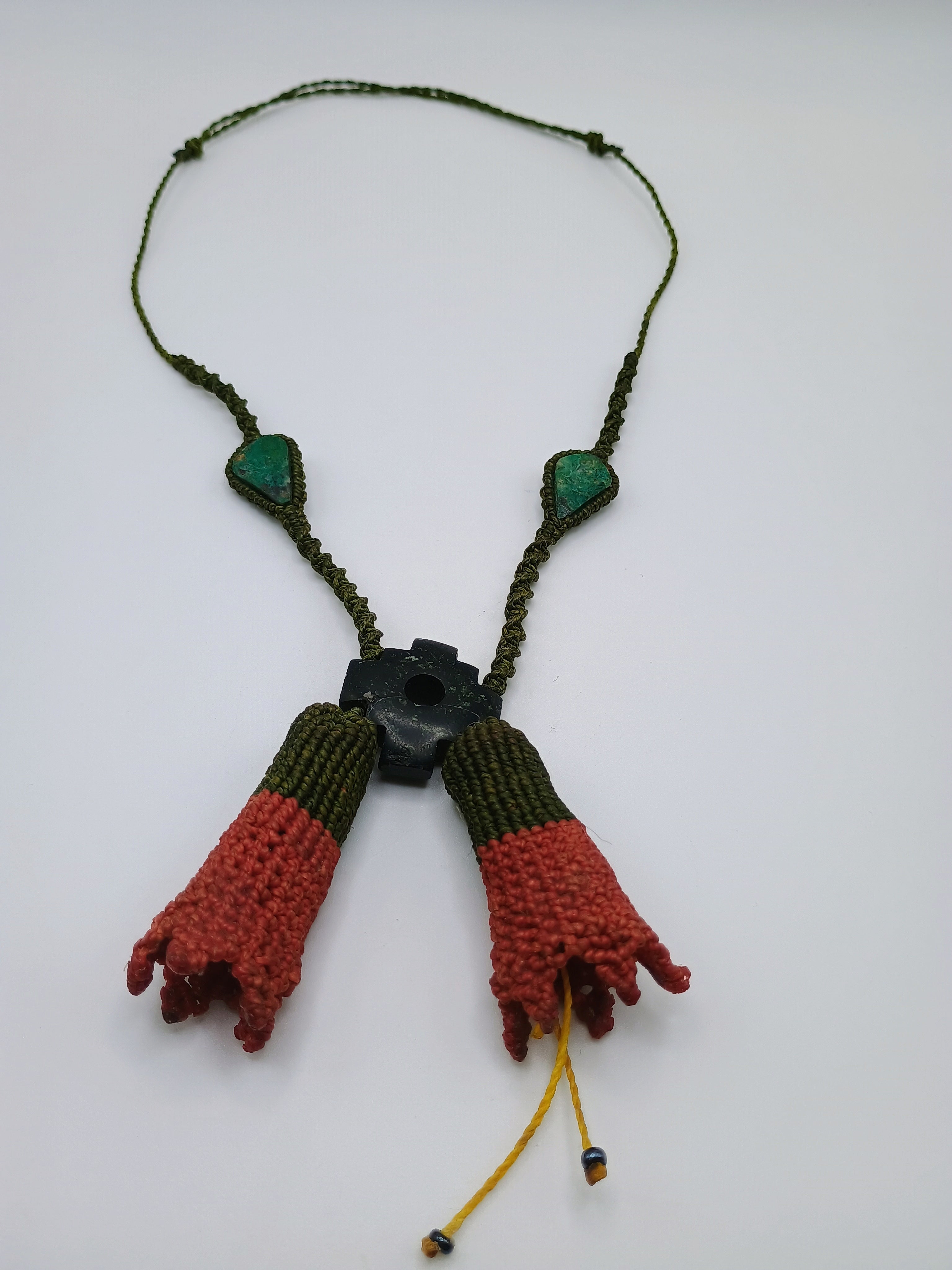 Unisex Handmade Macrame Necklace Sacred Cantuta Flower Amulet Cosmovision